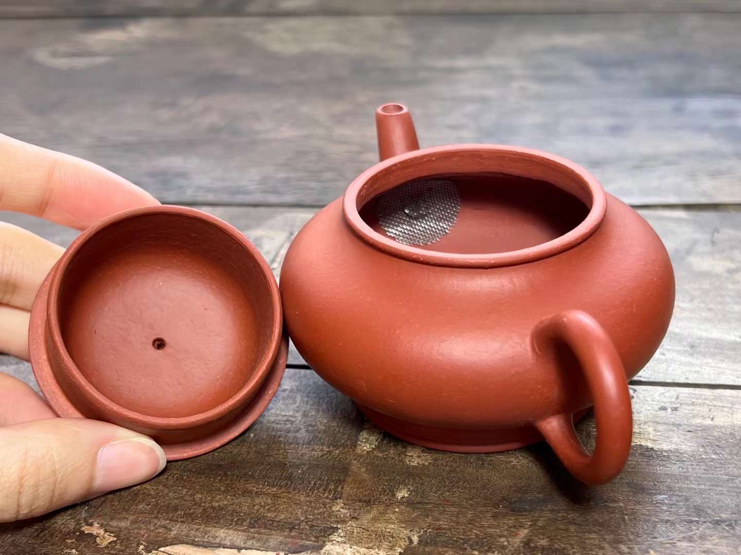 宜興紫砂壺 荊渓南孟臣製 紅泥 水平壺 単孔 工藝廠 中国茶器カケ有