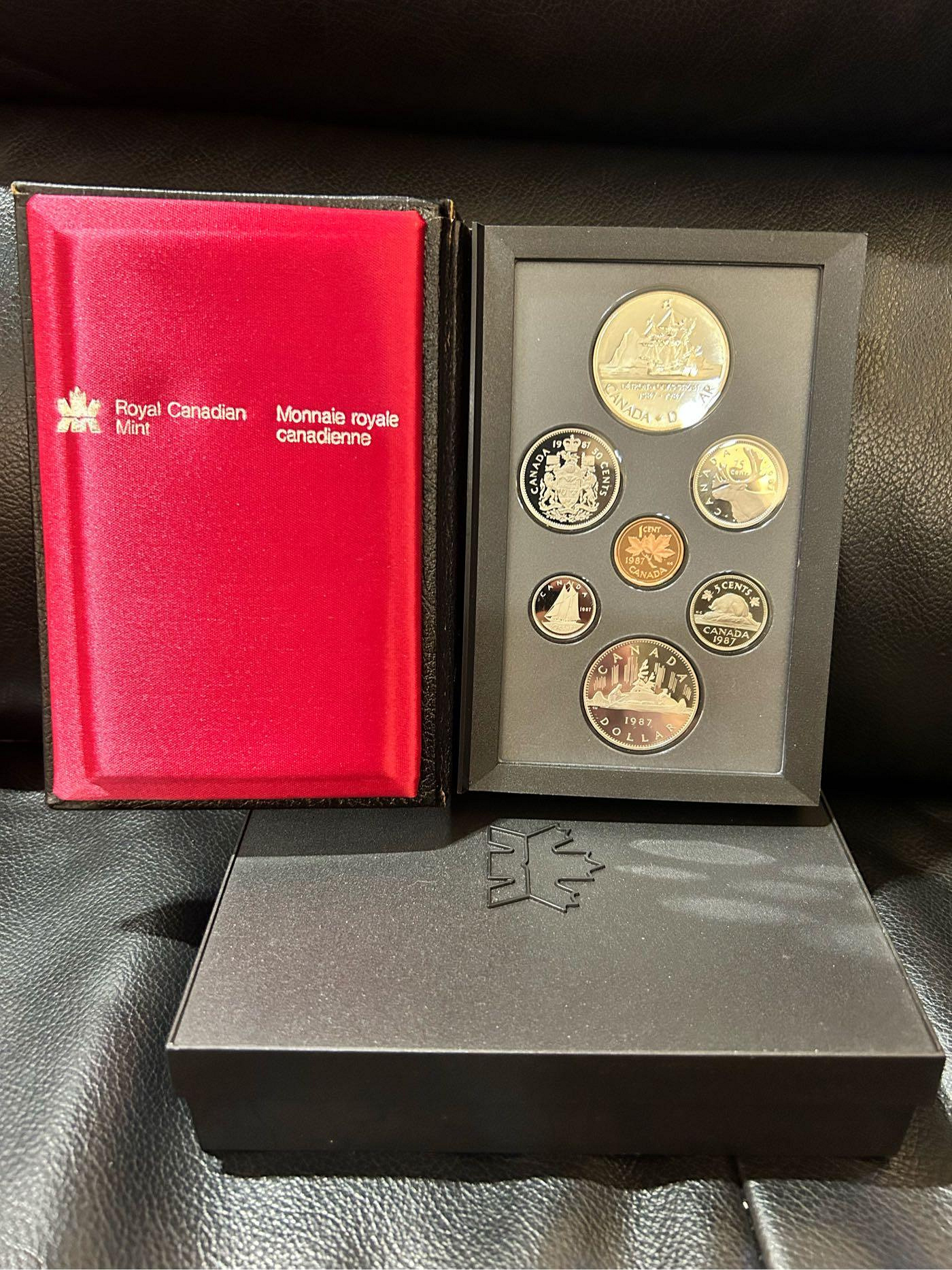 H2Shop】加拿大Canada 1987年套幣6枚+1枚銀幣=共7枚精鑄幣精美原裝黑皮冊/盒錢幣硬幣| Yahoo拍賣