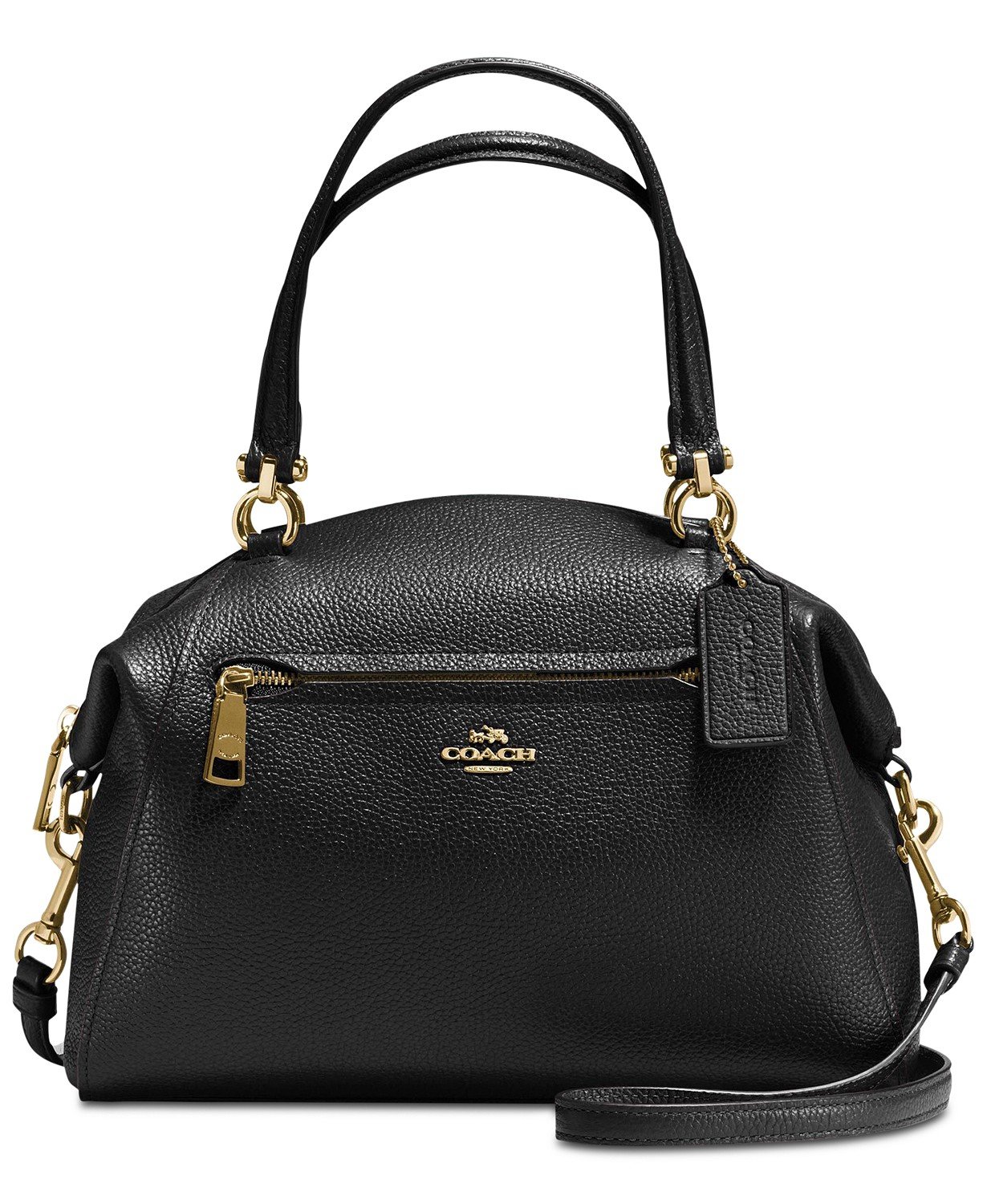 美國名牌COACH 58874 Prairie Satchel 專櫃款黑色皮革手挽側斜背包現貨