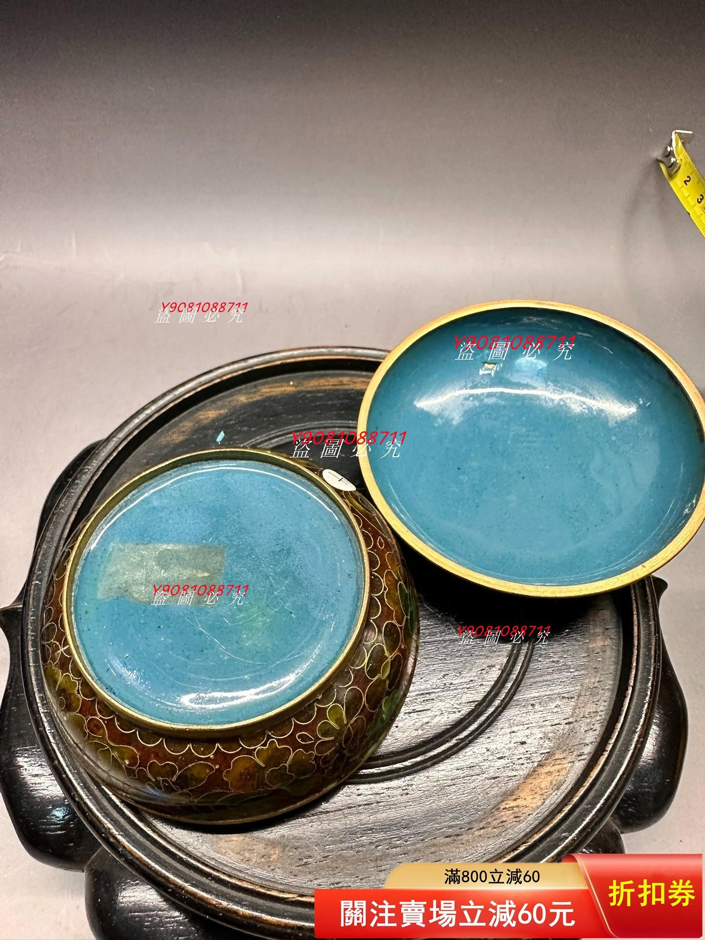 建國初期，五六十年代，景泰藍印泥盒，銅胎掐絲琺瑯工藝，花卉紋飾，內