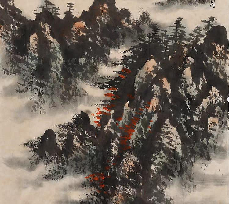 廣東嶺南畫派黎雄才山水字畫| Yahoo拍賣