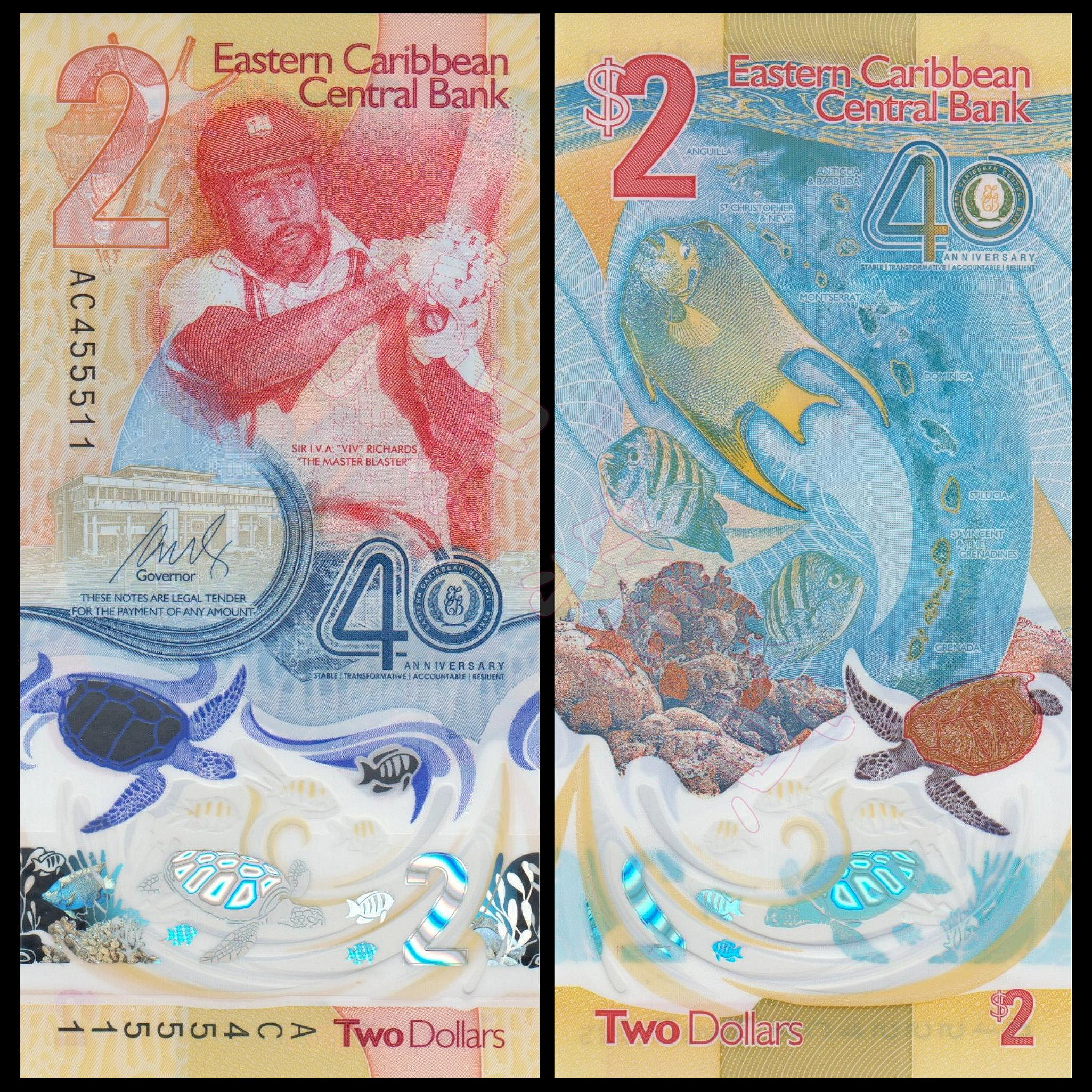 2023年實拍現貨東加勒比2元央行成立40周年蜂鳥瀑布景觀海島鈔票紙鈔加勒比海非現行流通貨幣| Yahoo拍賣