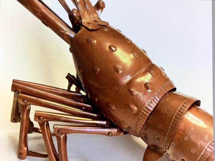 五十一代　明珍宗之作　銅海老　自在置物　共箱付　床置飾物 五十一代 明珍宗之作 銅海老 自在置物 共箱付 床置飾物