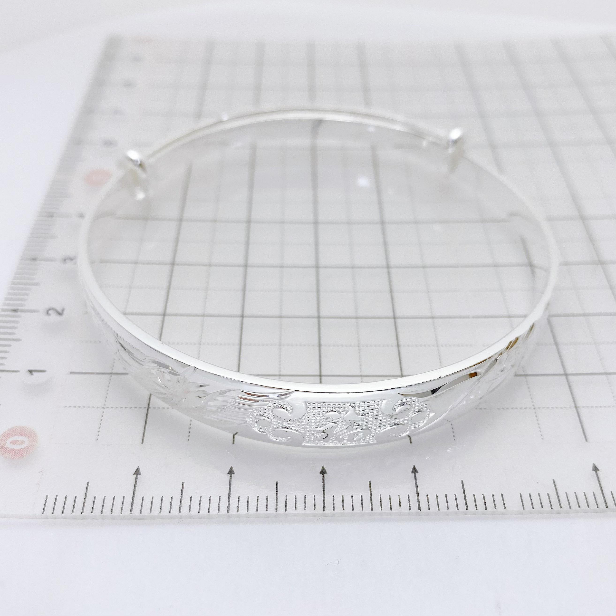 金泰源銀樓純銀999 銀福福氣鳳凰保平安傳統亮面手鐲手環活動手圍