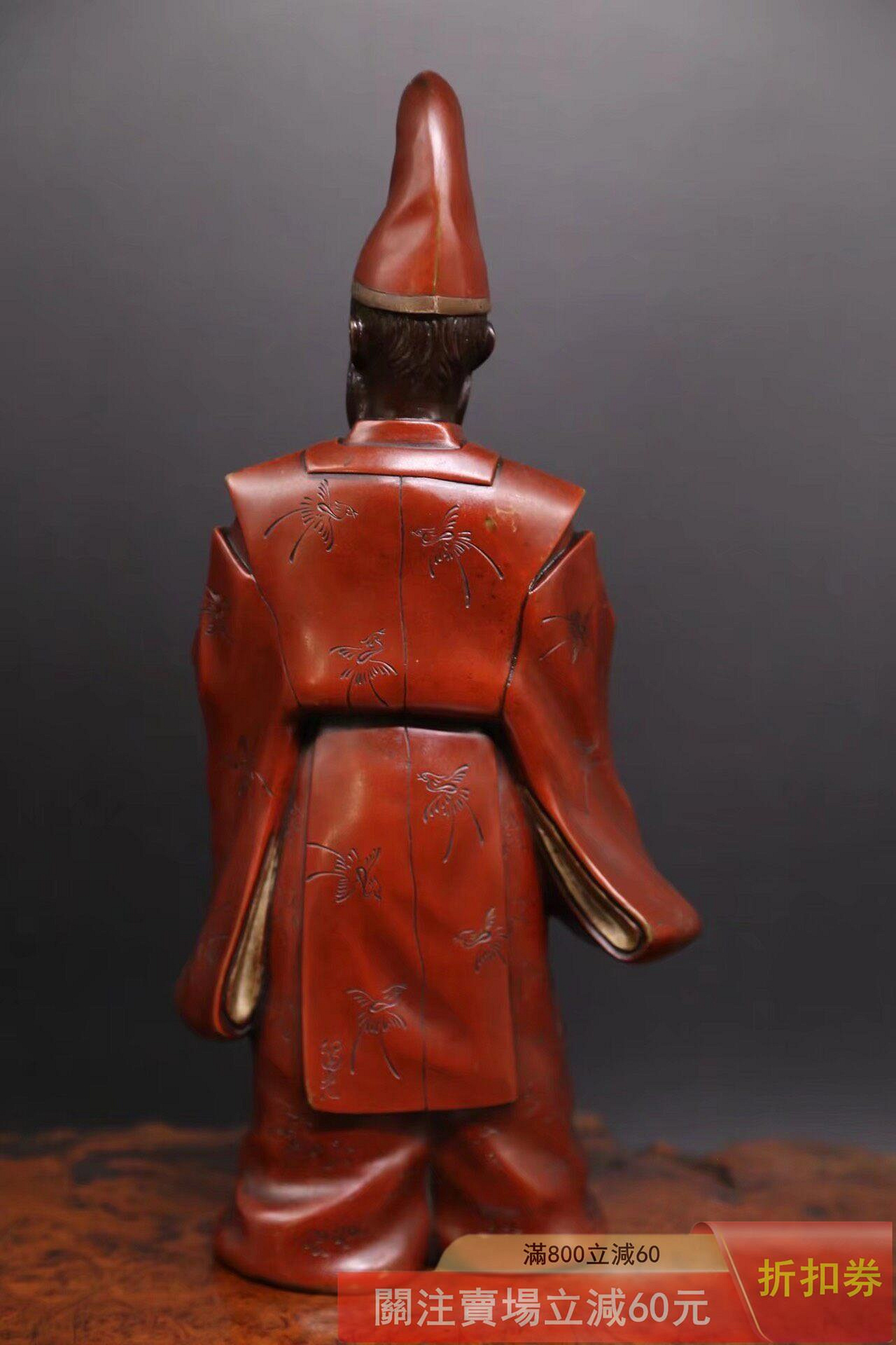 可議價明治時代金工名家留光作《日本最偉大的詩人之一古銅造柿麻呂像