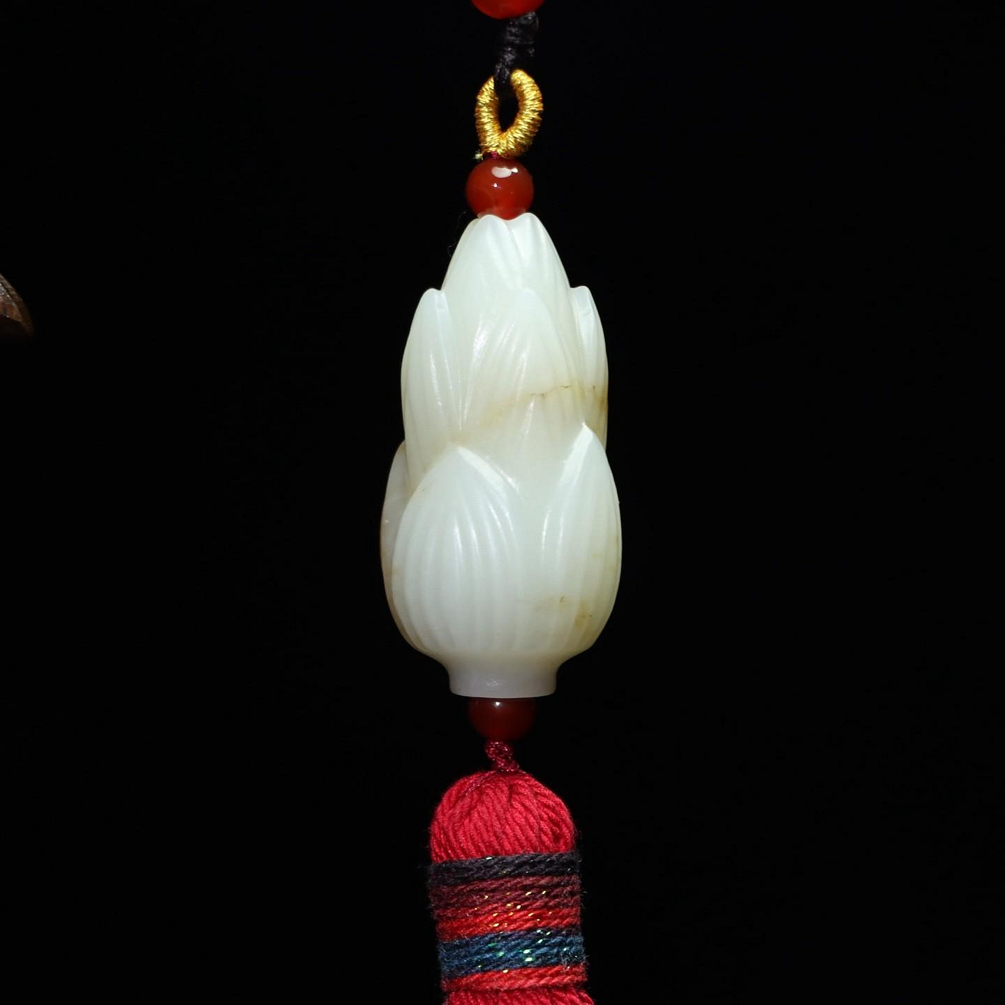 18875和田玉舊藏迴流精品蓮花玉墜玉質剛性細膩油潤包漿醇厚沁色自然雕