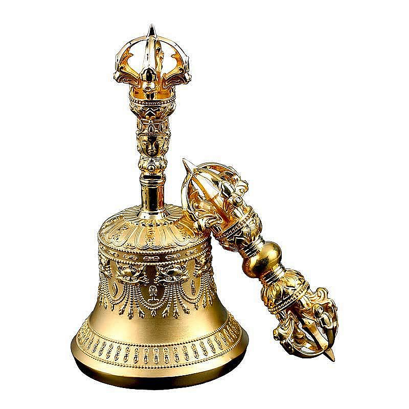 金剛鈴法器黃銅五股手工九股金剛鈴杵法器藏密手把件精品佛鈴~聚福地