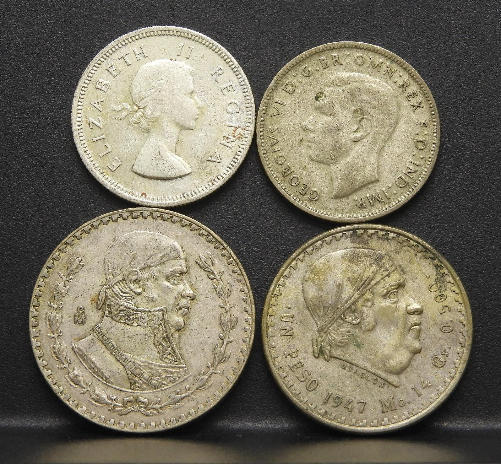 周日結標】(S103-23)=1947~60年澳洲銀幣+南非銀幣+墨西哥鷹揚銀幣=共4枚=總重約52.2克=保真| Yahoo拍賣