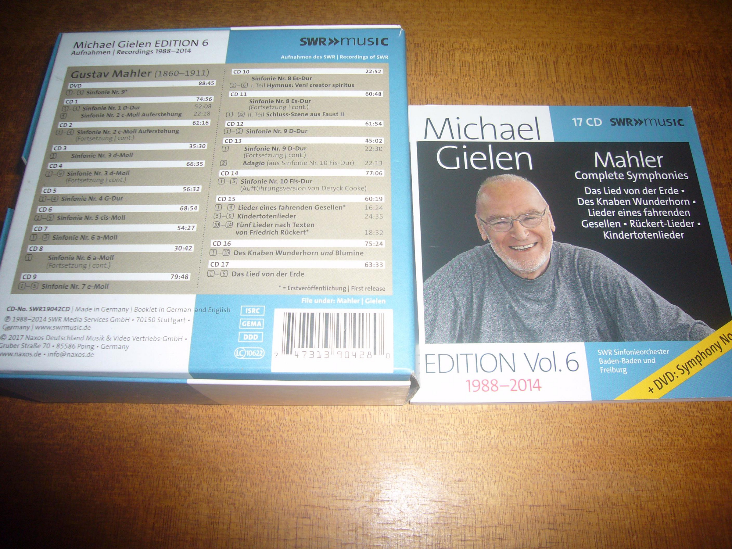 Michael Gielen Mahler 交響曲全集 17CD+DVD 馬勒Mahler交響曲全集及管弦樂名作17CD+1DVD麥可‧吉倫Michael Gielen