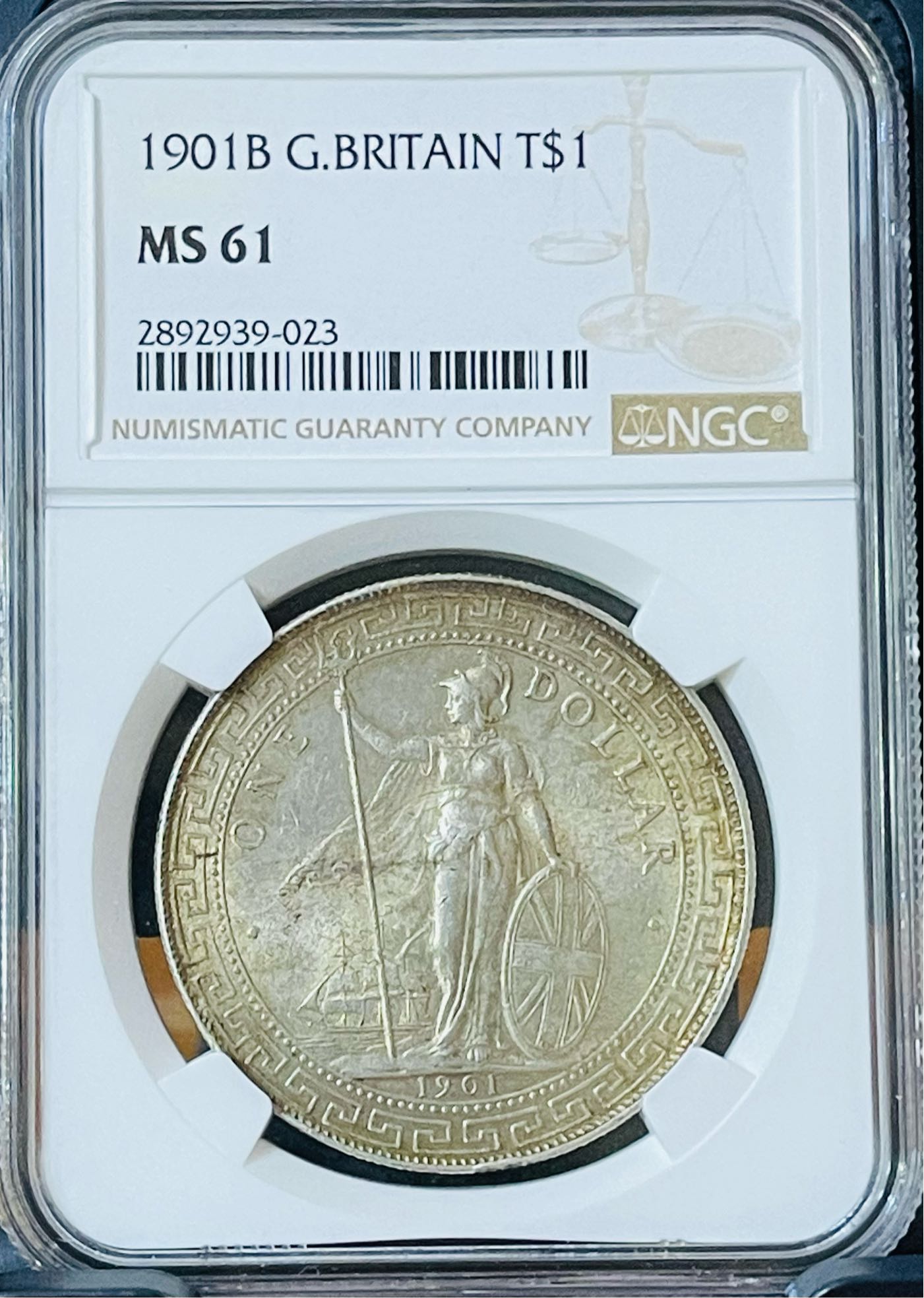 中国古錢 1901年 香港 イギリス 貿易貨幣 壹圓 ONE DOLLAR1ドル 美品
