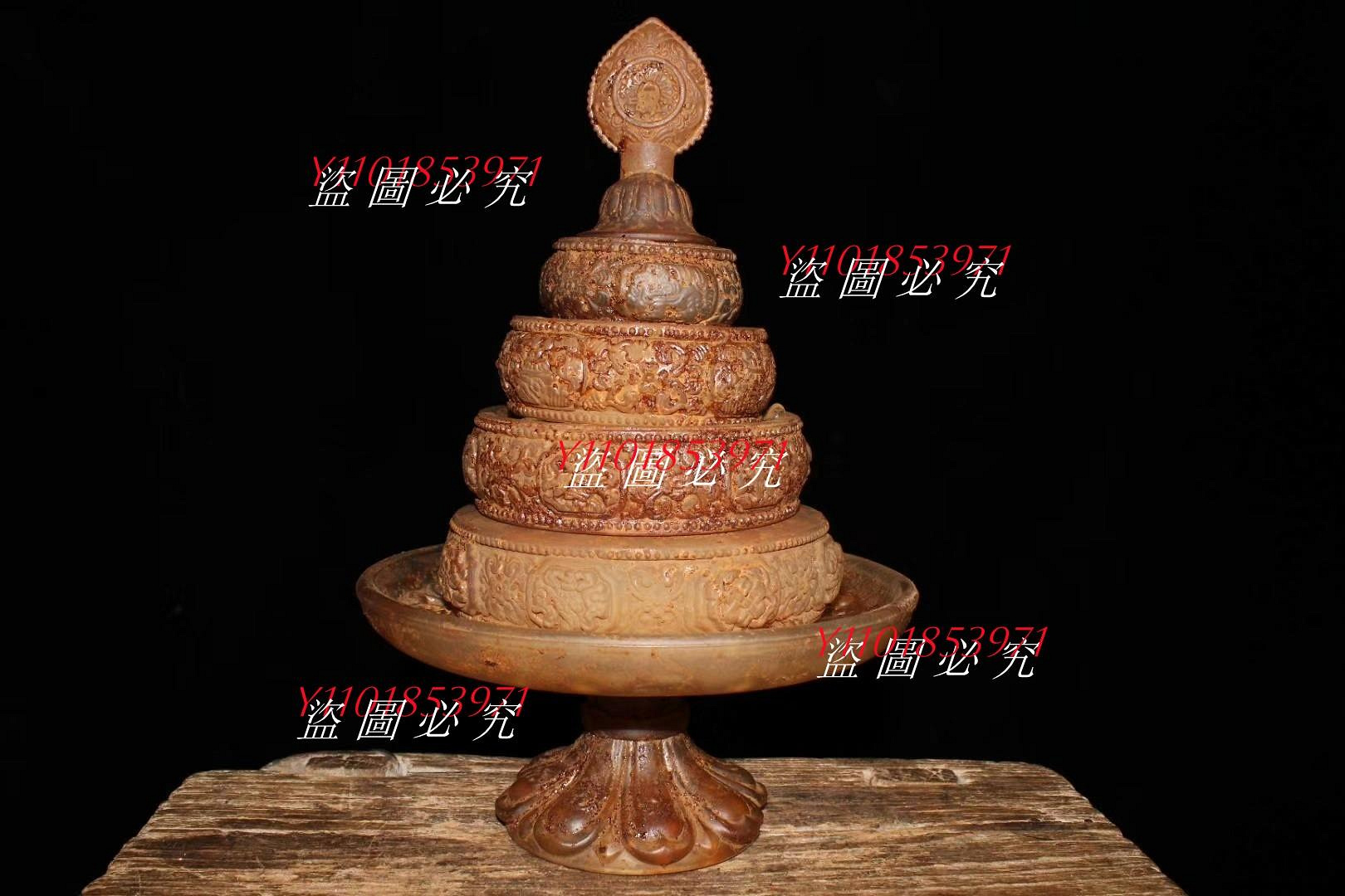 西藏古寺地宮土老水晶雕刻吉祥八寶裝舍利曼扎盤內帶大量活佛圓寂留下