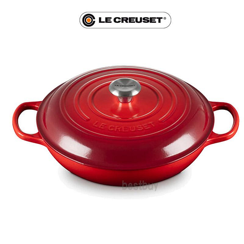Le Creuset Cherry 櫻桃紅 淺圓鍋 淺鍋 淺底鍋 壽喜燒鍋 淺圓鑄鐵鍋 鑄鐵鍋 30cm 新款