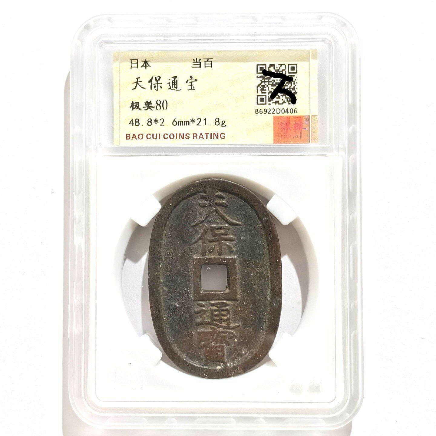 嚴選日本天保通寶當百錢幣古董幣，破損品相舊裝框珍藏古董幣時代幣銅幣