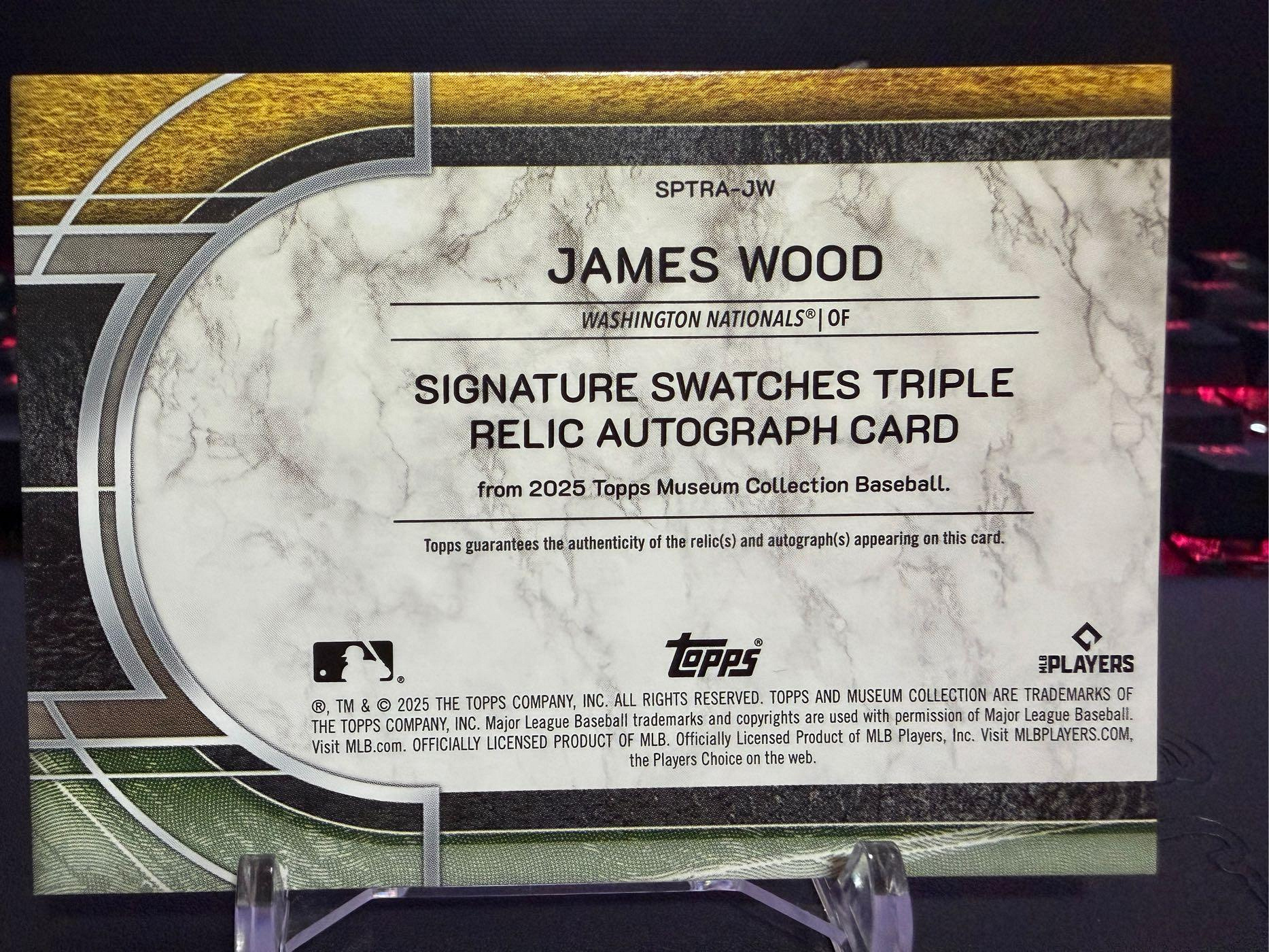 James Wood 限量75 物料簽Patch auto 國民大物新人2025 Topps Museum 
