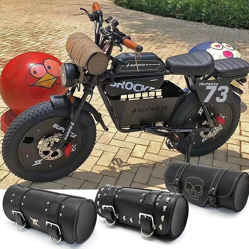 super73電動腳踏車復古車頭包越野騎行皮革防水通用掛包工具包包