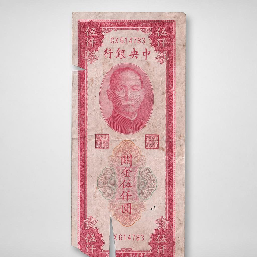 K*3様 【オークション】✿中華民国中央銀行✿伍百円札　民国25年!!【珍品】 中央銀行關金伍仟圓紙鈔的價格推薦- 2026年7月| 比價比個夠BigGo