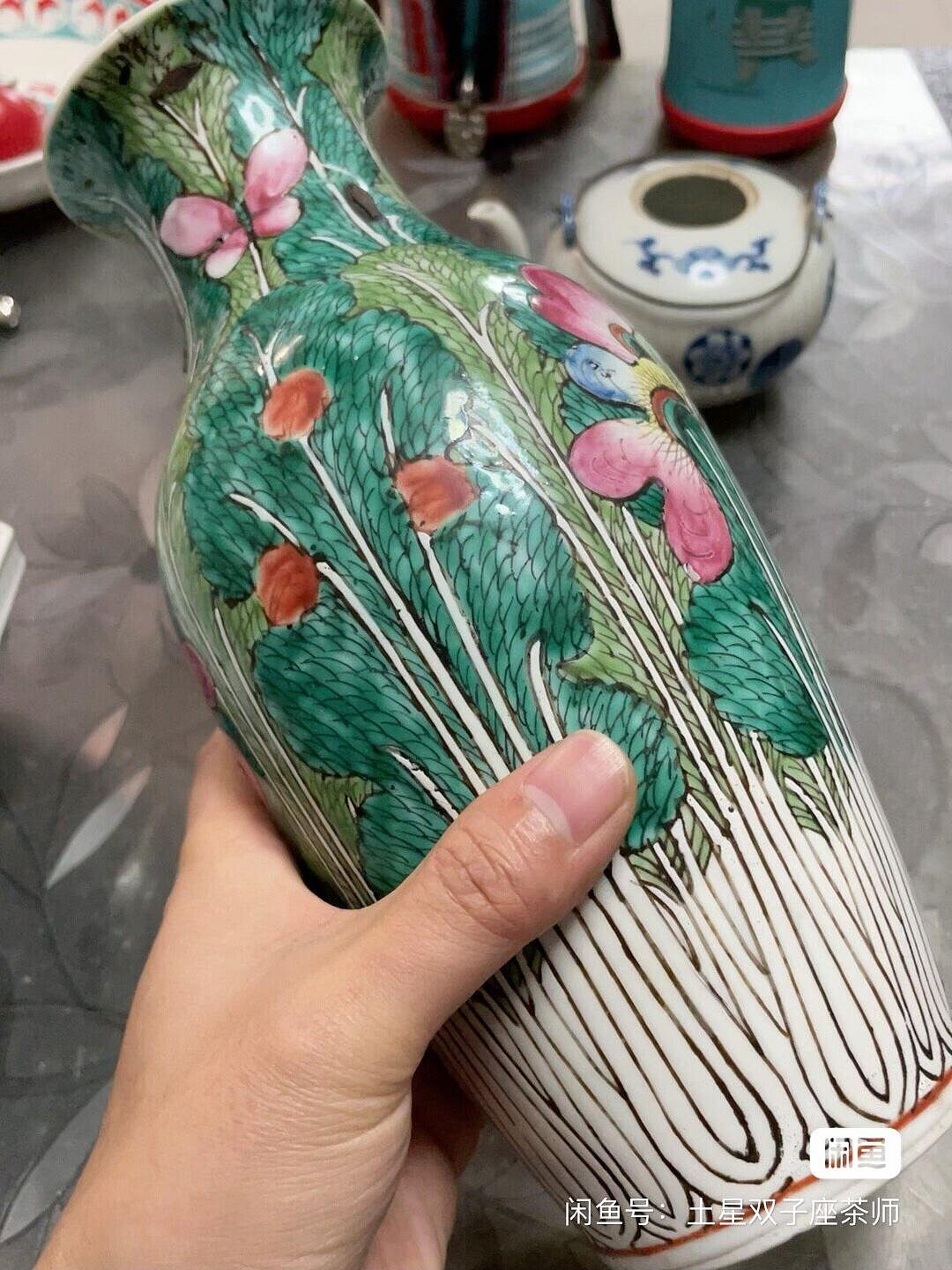同治光緒粉彩羅漢瓶白菜百財描工細膩釉水光澤胎質佳器型優美適合把玩