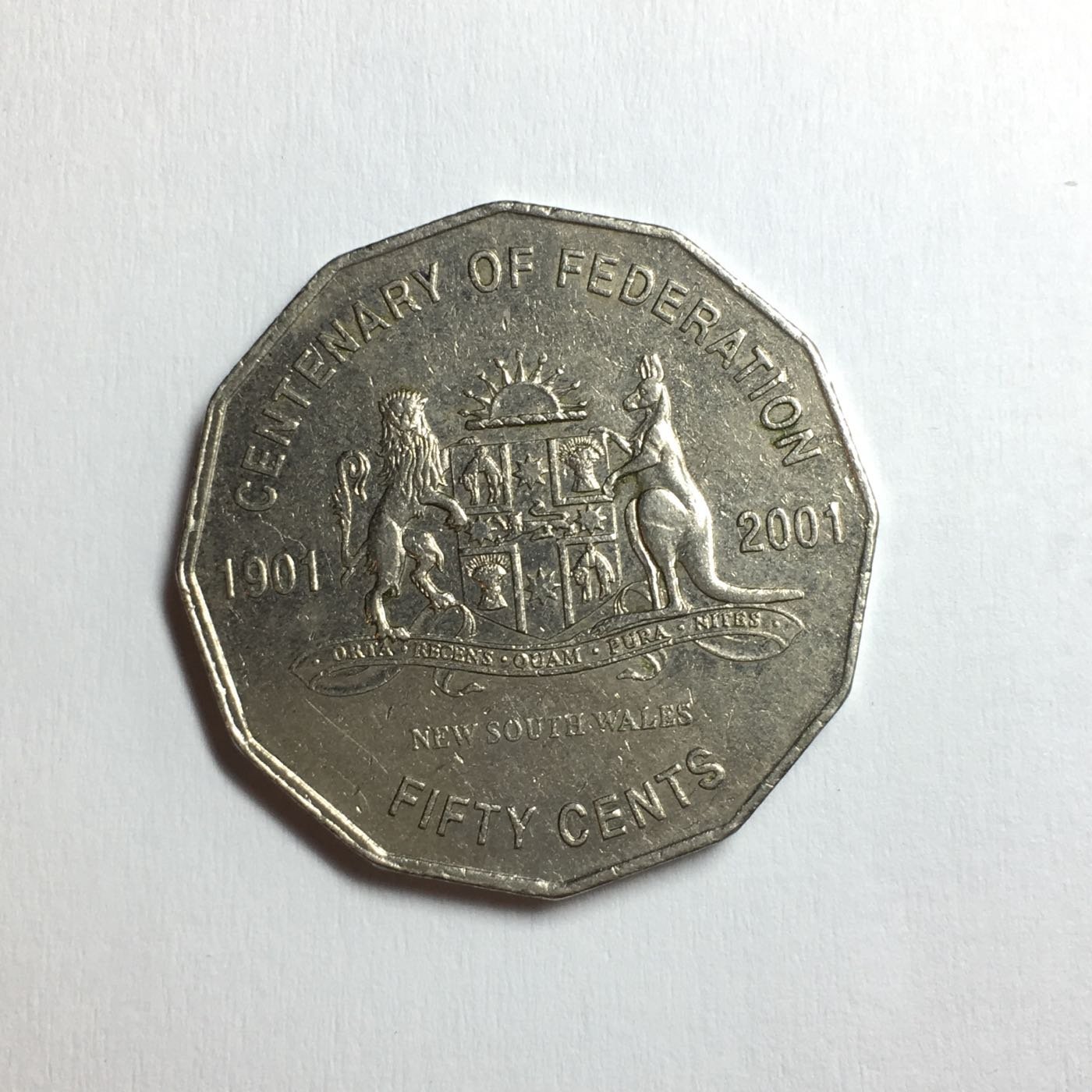 澳洲紀念幣2001年50 cent 新南威爾士州徽章-紀念聯邦一百週年/ 50分硬幣錢幣特殊幣紀念幣澳大利亞| Yahoo拍賣