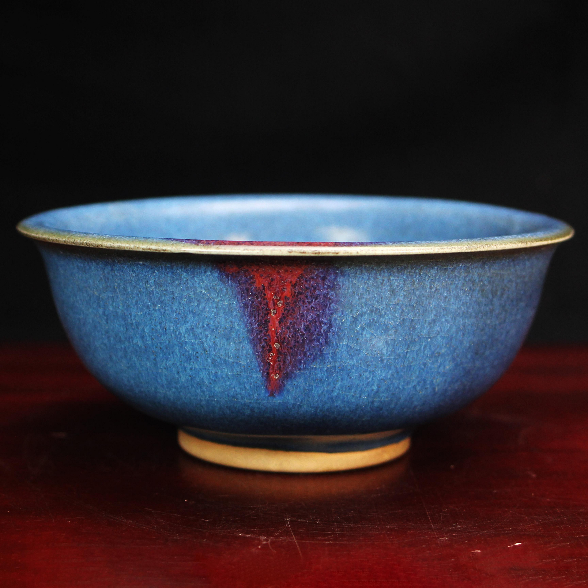 【希少品】中国古美術　宋時代　澱青釉紅斑茶碗　鈞窯宋時代　共箱　XG1-22 希少品】中国古美術 宋時代 澱青釉紅斑茶碗 鈞窯宋時代 共箱 XG1
