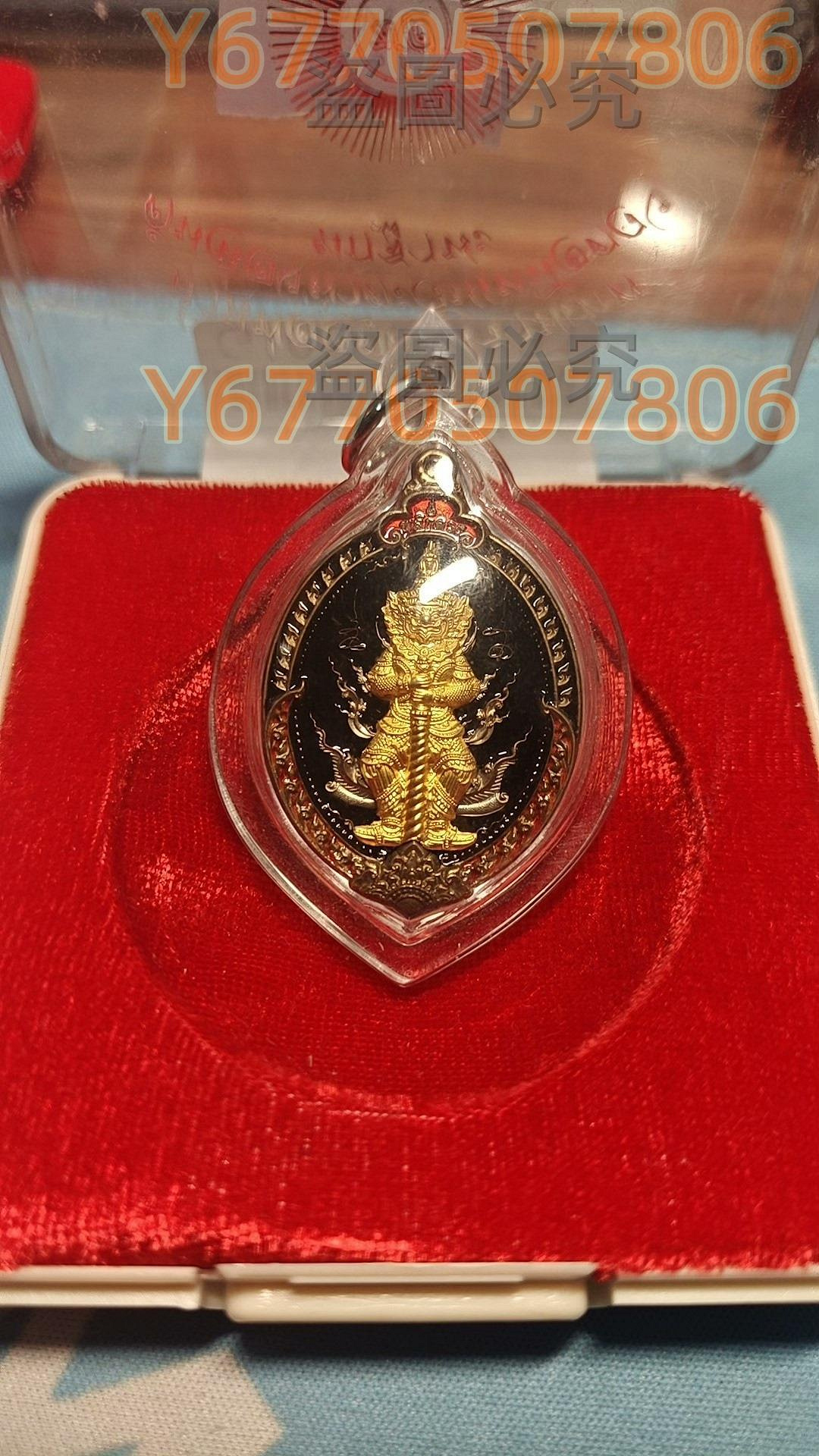 阿贊初2565 倫納朗鬼王鍍金琺瑯彩材質黑金配色獨立編號34號帶廟印帶