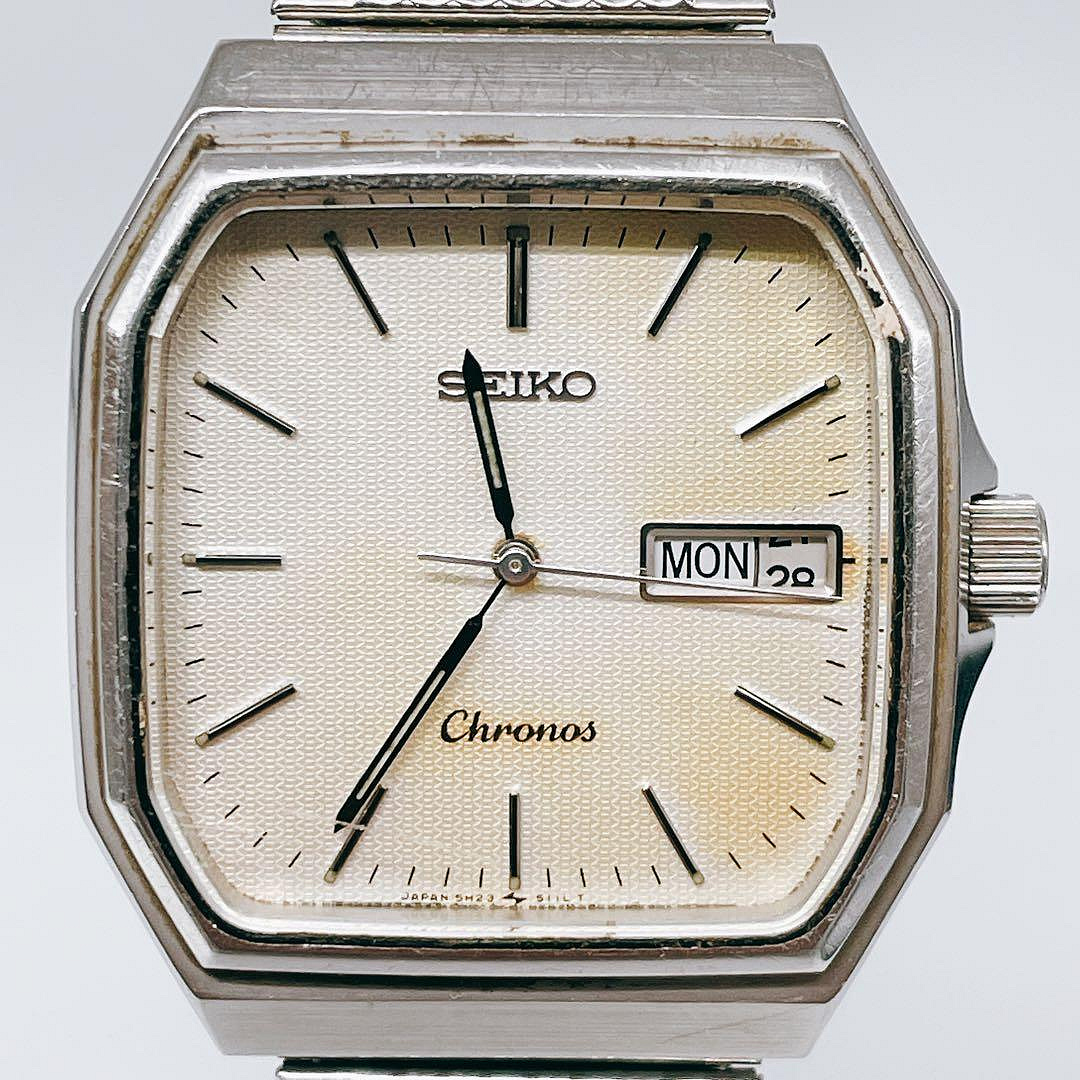 美品】セイコークロノス 5H23-7D20 メンズ腕時計 1990年 電池新品 