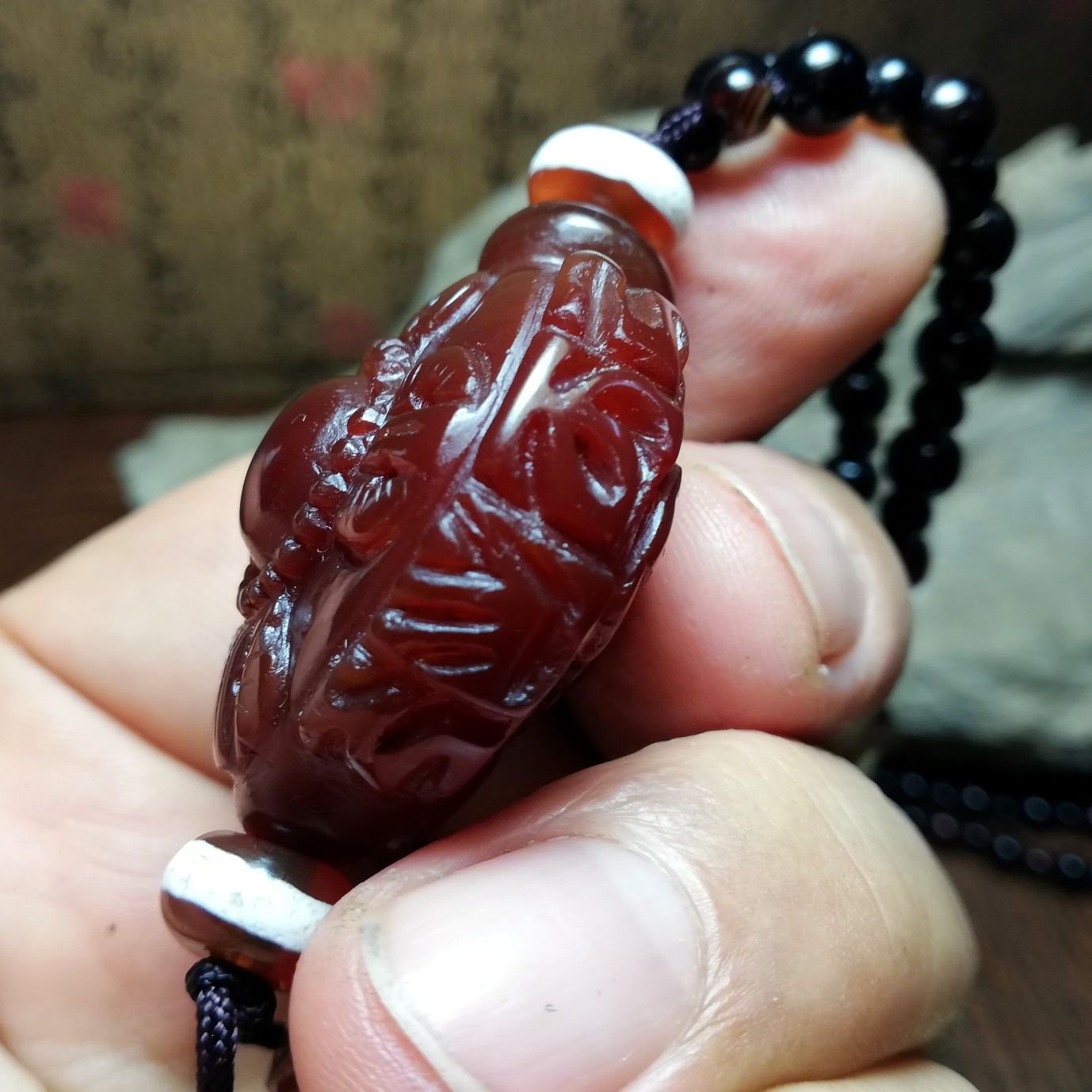 十字金剛杵寶瓶天珠Ai-85》天然西藏麥加石紅玉髓正品～正一廠公司貨/純