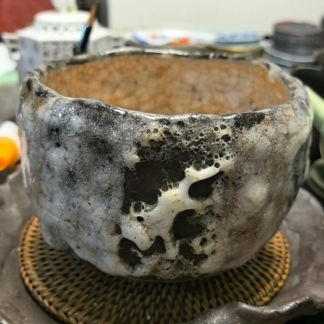 志野焼　矢野景川　茶器　茶碗 志野燒巨匠【矢野景川】志野茶碗鼠志野日本陶瓷名家矢野景川作品抹茶碗