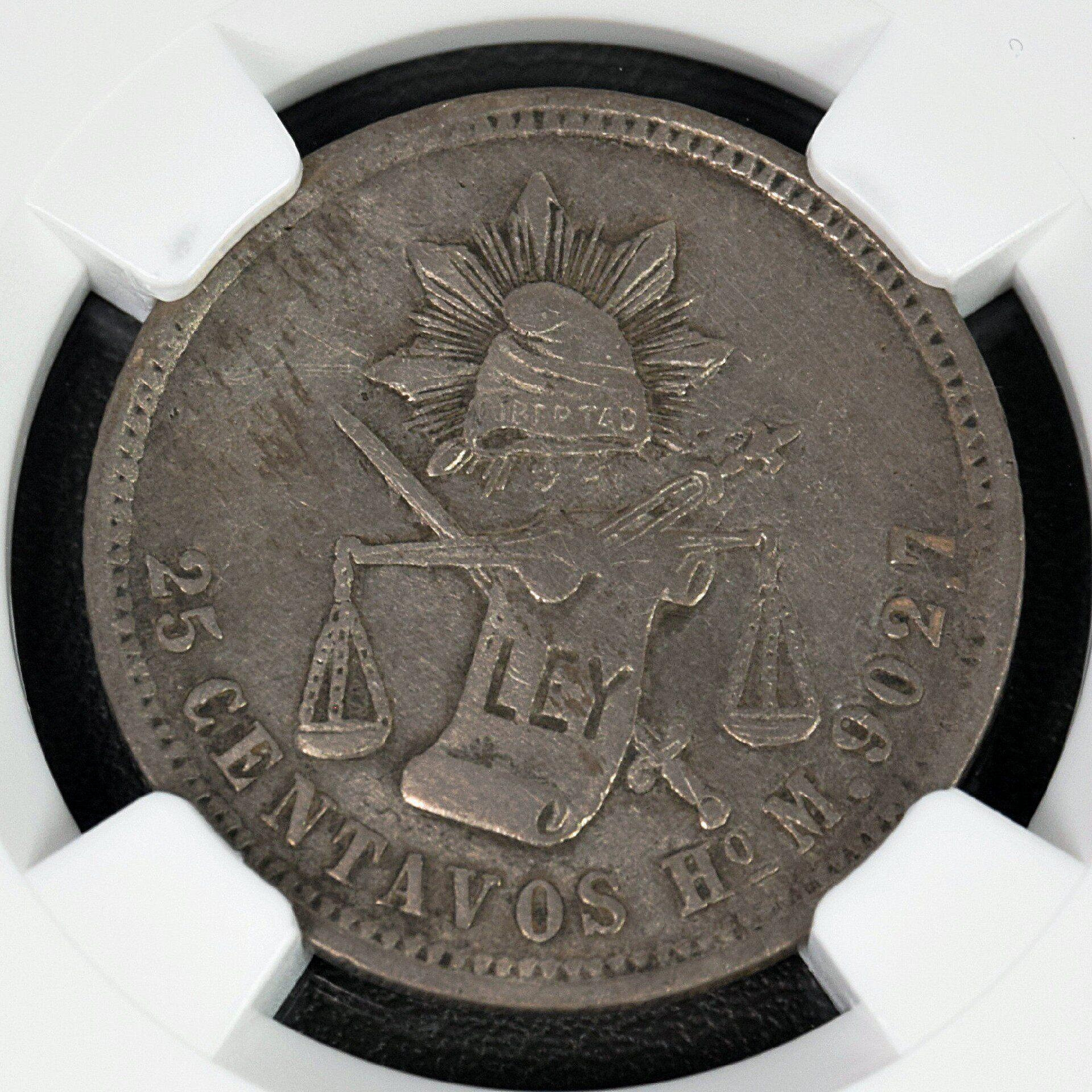 嚴選墨西哥1884年25分天平鷹洋HO M NGCXFD，稀有古錢珍藏推薦，世界