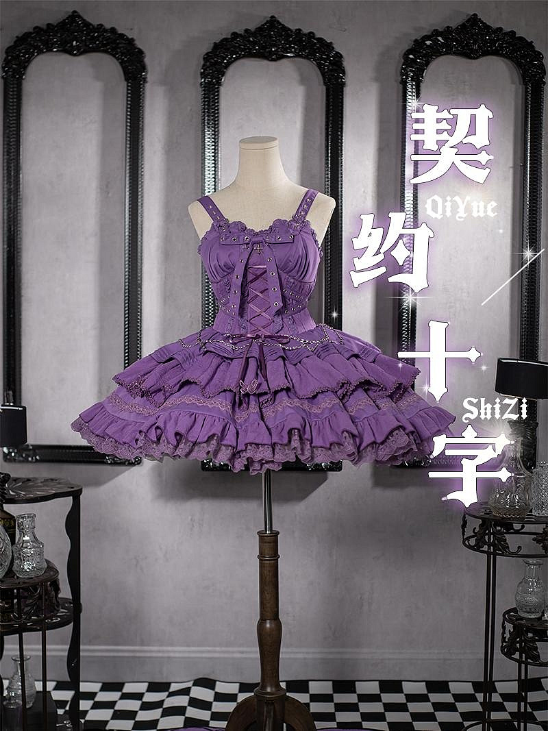 現貨洛麗塔【現貨】契約十字jsk豹了個貓原創lolita哥特優雅狗短連衣裙