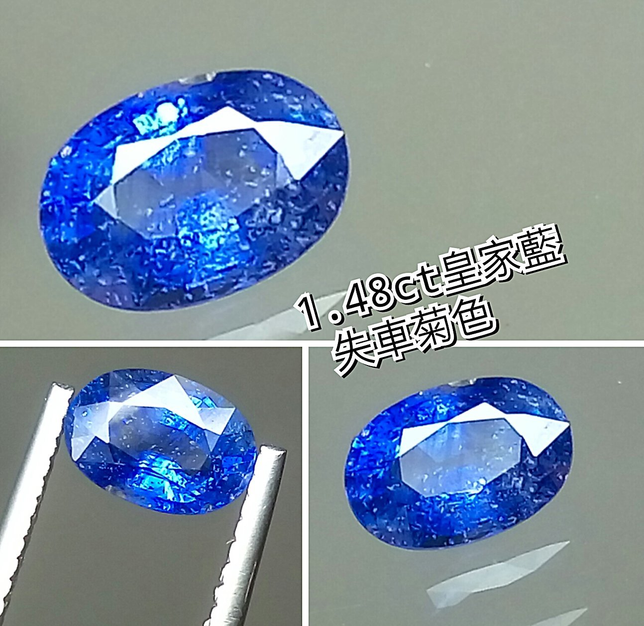 台北周先生】天然藍寶石1.48克拉矢車菊藍斯里蘭卡超濃郁近皇家藍鮮豔