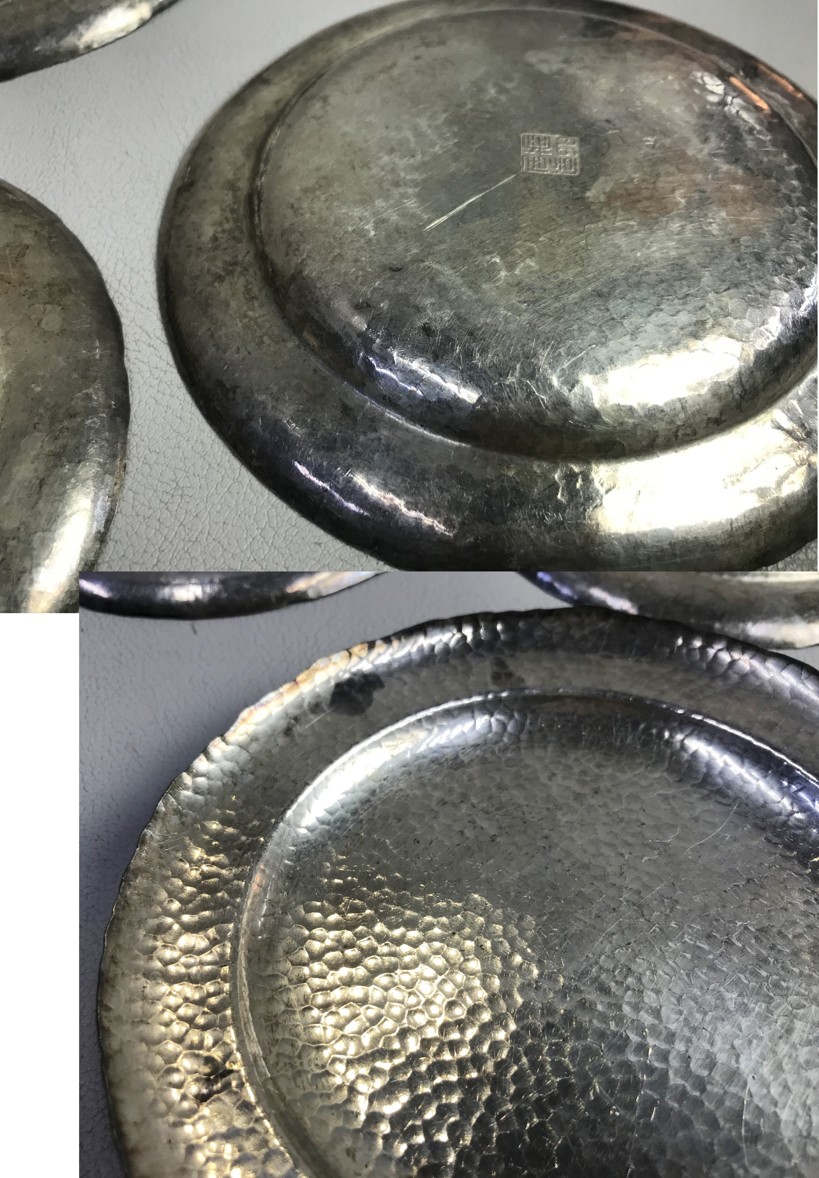 藏舊尋寶屋】古日本名工匠藏六居造純銀打離槌目菓子盆/盤十客附