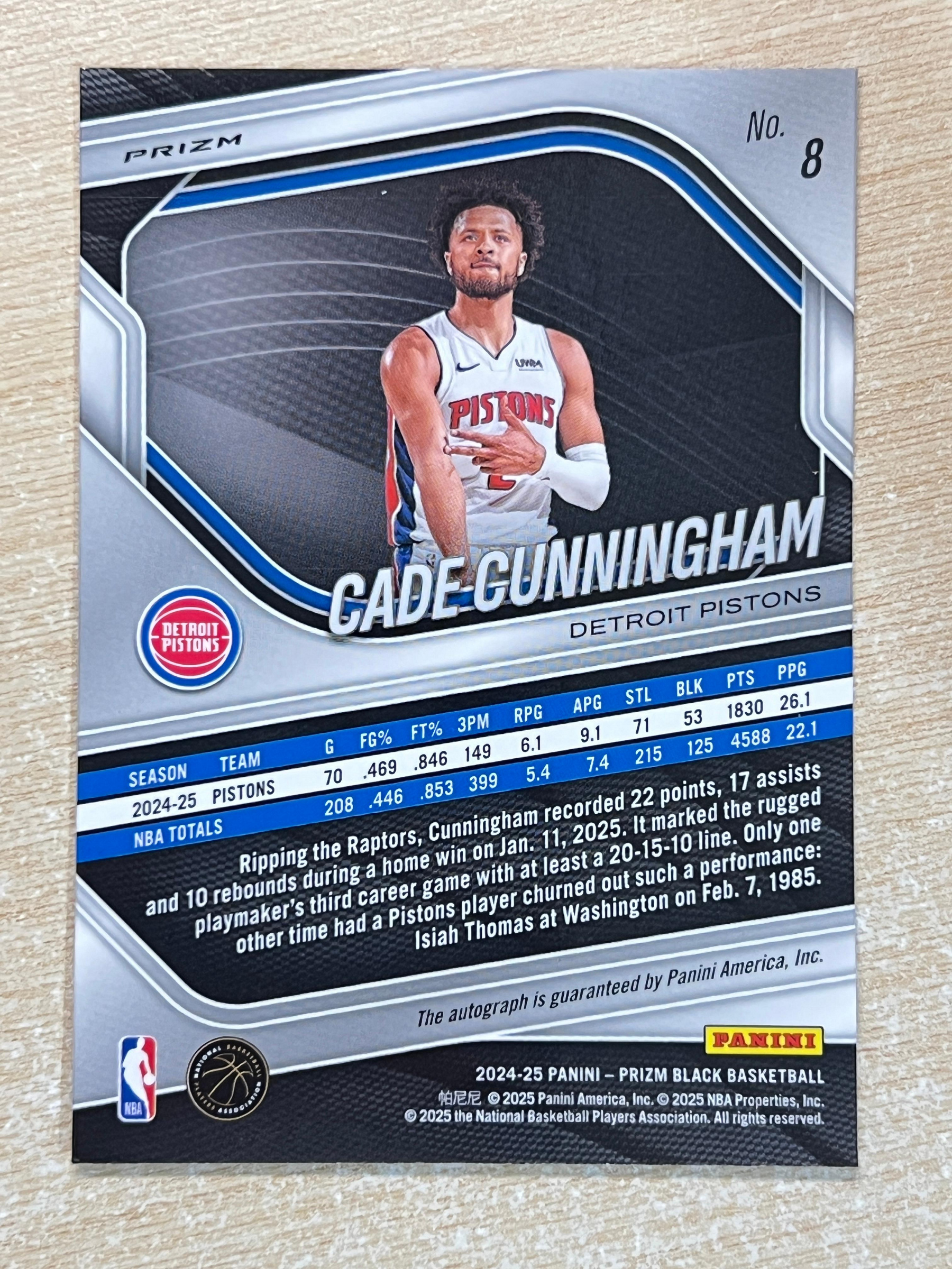 Cade Cunningham 銀亮SILVER 簽名AUTO PRIZM BLACK 2024-25 30 | Yahoo拍賣