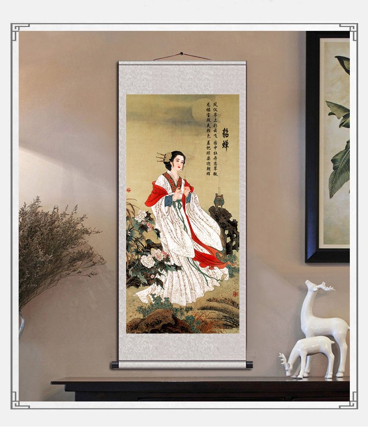 中国 四大美人　西施 貴妃 貂蟬 昭君 美人図　掛け軸　4本セット 人物絵 32171ff2-63c2-4ef6-a5a6-