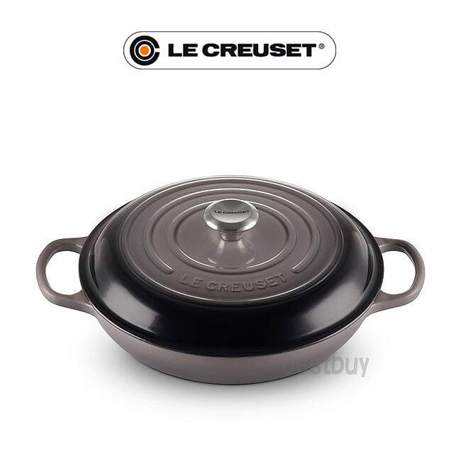 Le Creuset Oyster Flint 岩霧灰 淺圓鍋 淺鍋 淺底鍋 壽喜燒鍋 淺圓鑄鐵鍋 鑄鐵鍋 30cm