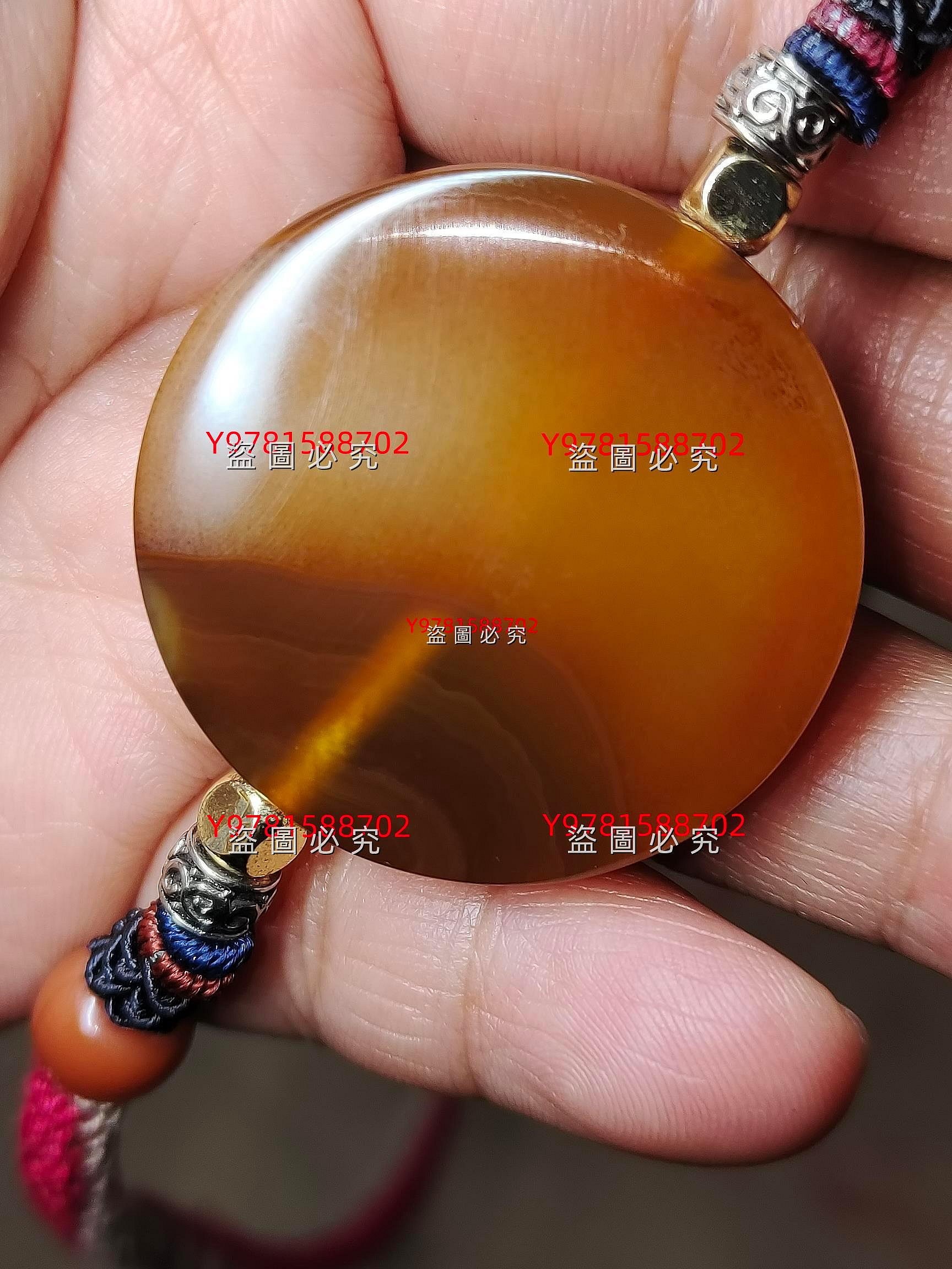 巧克力色天然纏絲瑪瑙天地天珠大板珠，外圓內方，表達做人內涵，天眼天