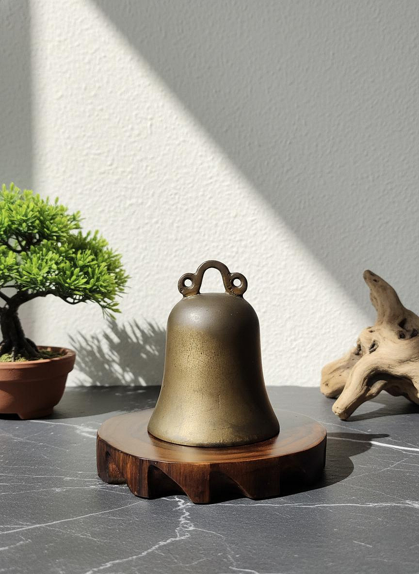 早期銅雕老件- 吊掛敲擊式古吊鐘（銅鐘穴）（風水/古董/收藏/銅爐/香爐