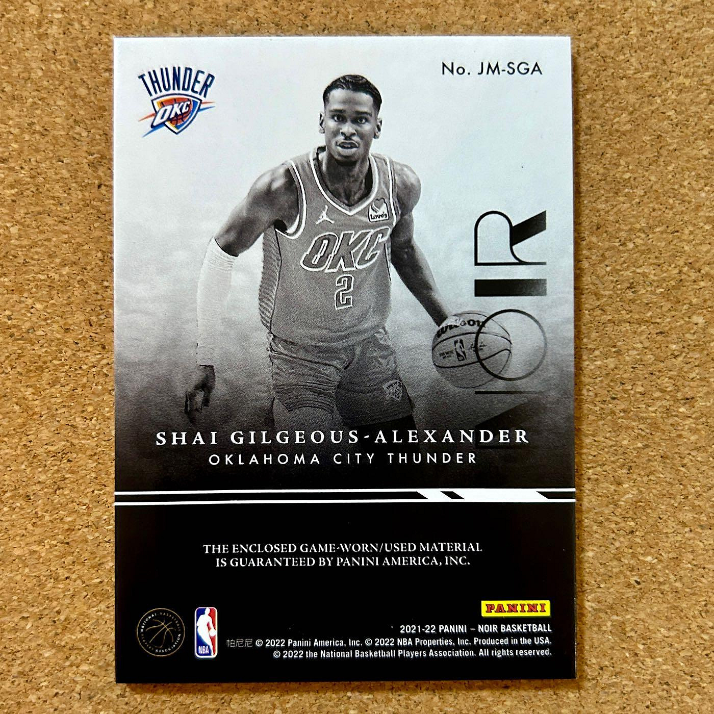 2021-22 Panini Noir Jumbo Shai Gilgeous-Alexander Patch 限量/99 黑 