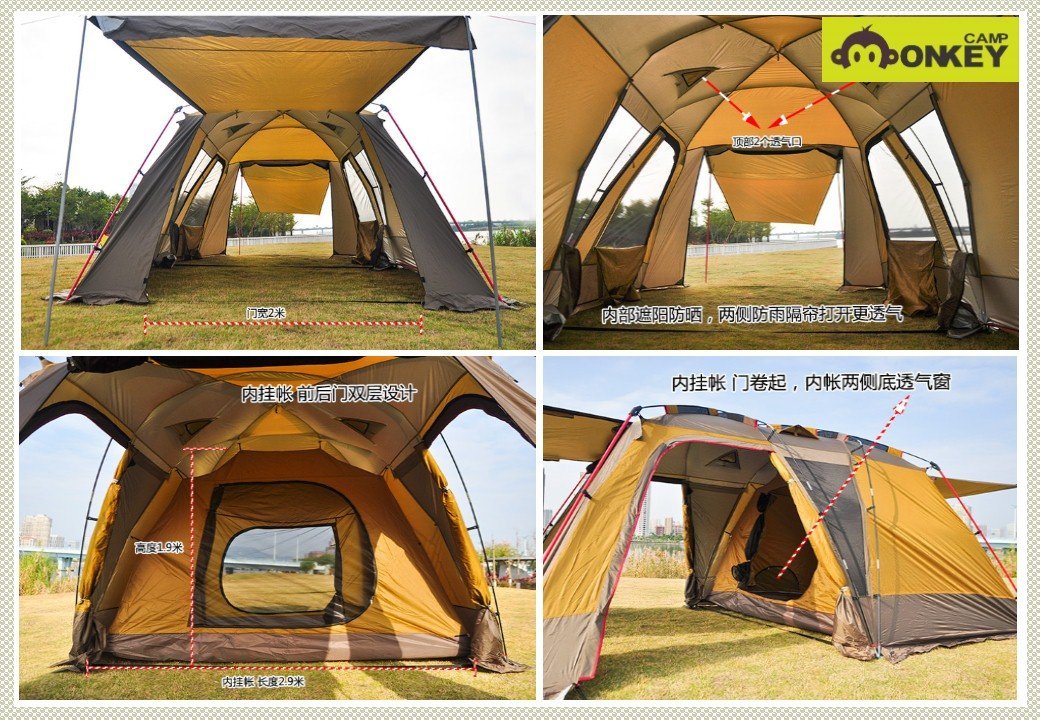 Monkey CAMP】帳棚露營帳篷一房一廳別墅帳460*310 隧道帳篷4人~8