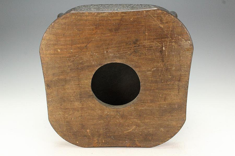 古銅饕餮紋雙耳四方瓶掛(K-LC697) | Yahoo拍賣