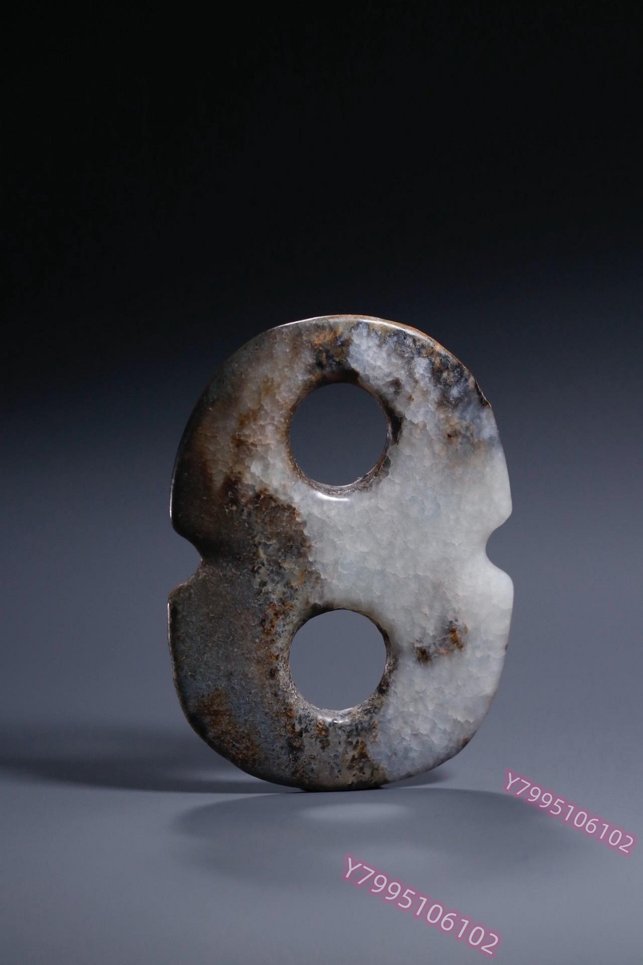 紅山文化玉器高古玉古董玉老玉雙連璧玉璧河磨玉籽料吊墜掛件送禮54.5