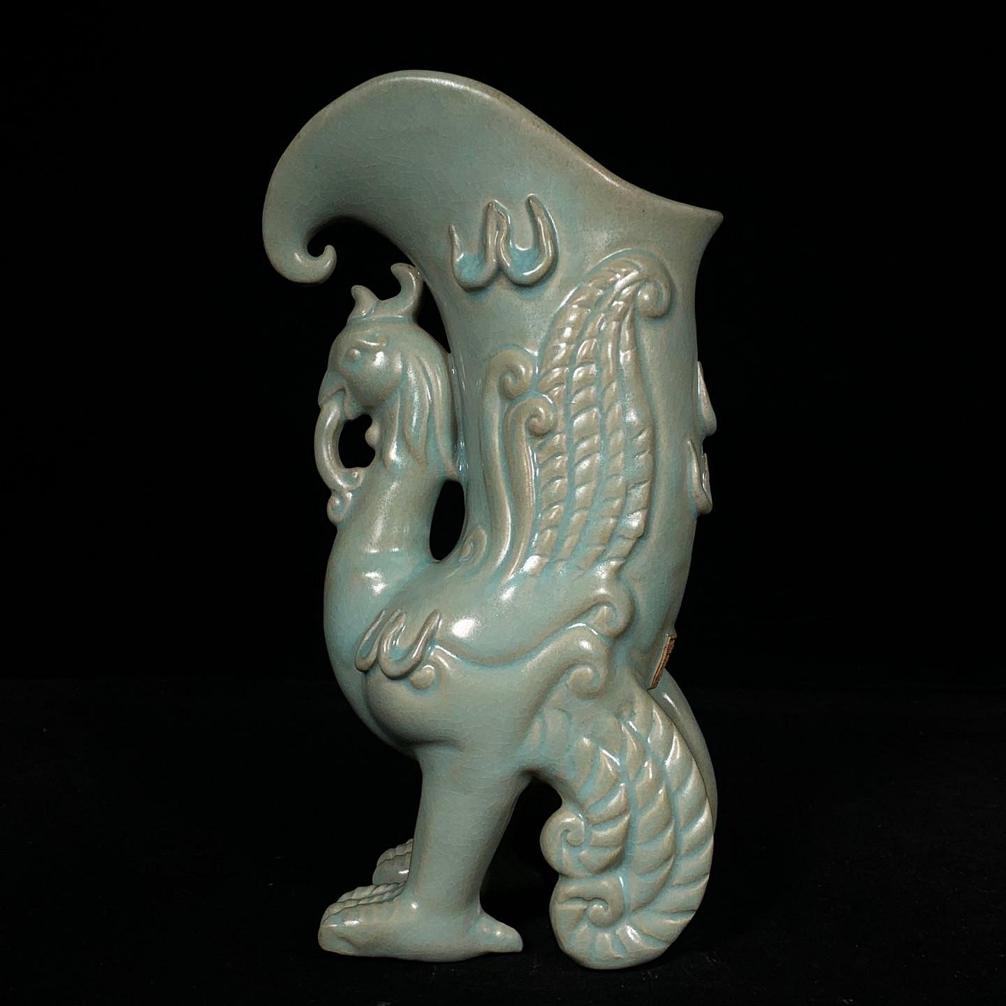 宋汝窯青龍寺御製款彩繪龍紋梅瓶，高29直徑14cm，4001643 官窯汝瓷建窯