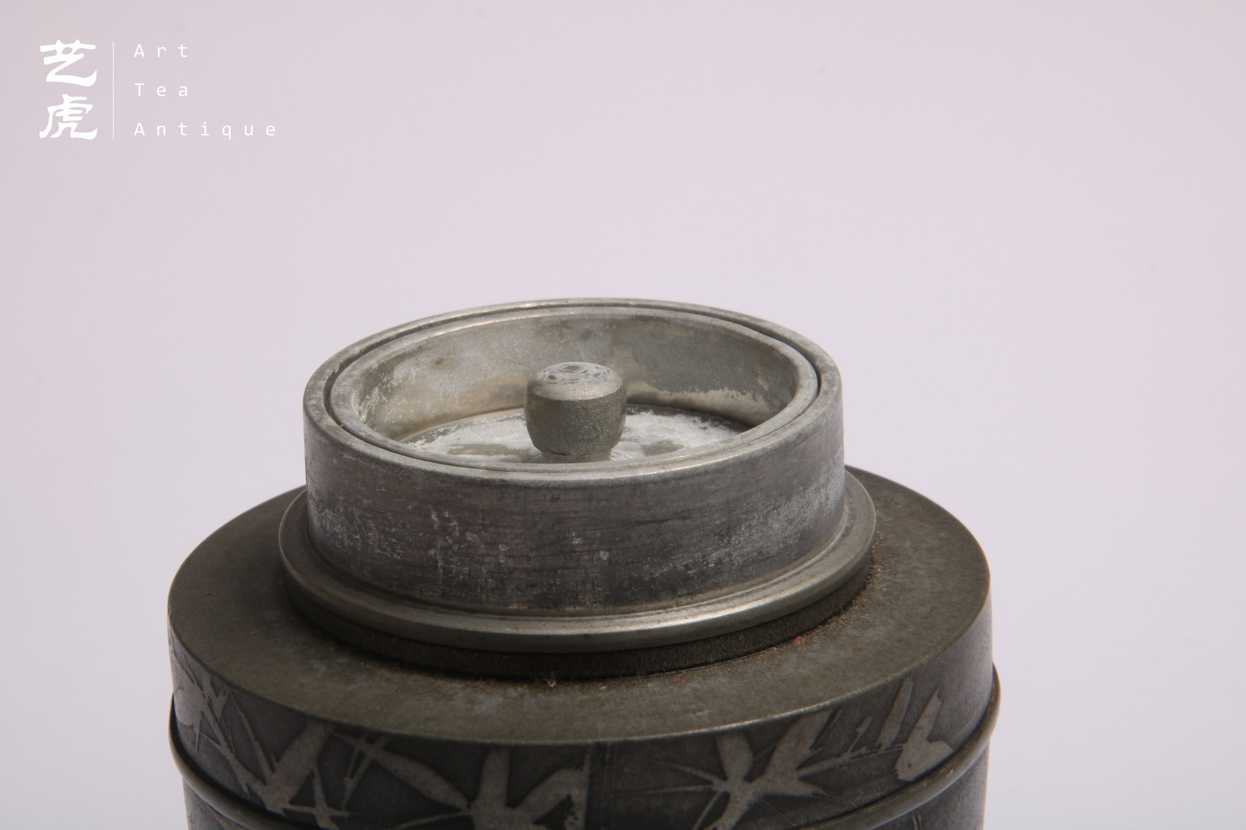 茶托,古錫製,清時代「林克瑞製」「長江萬龍瑞香殊店」 艺虎文人】日本老件林克瑞製錫罐茶倉/ 沈存周/ 龜文堂/ 龍文堂