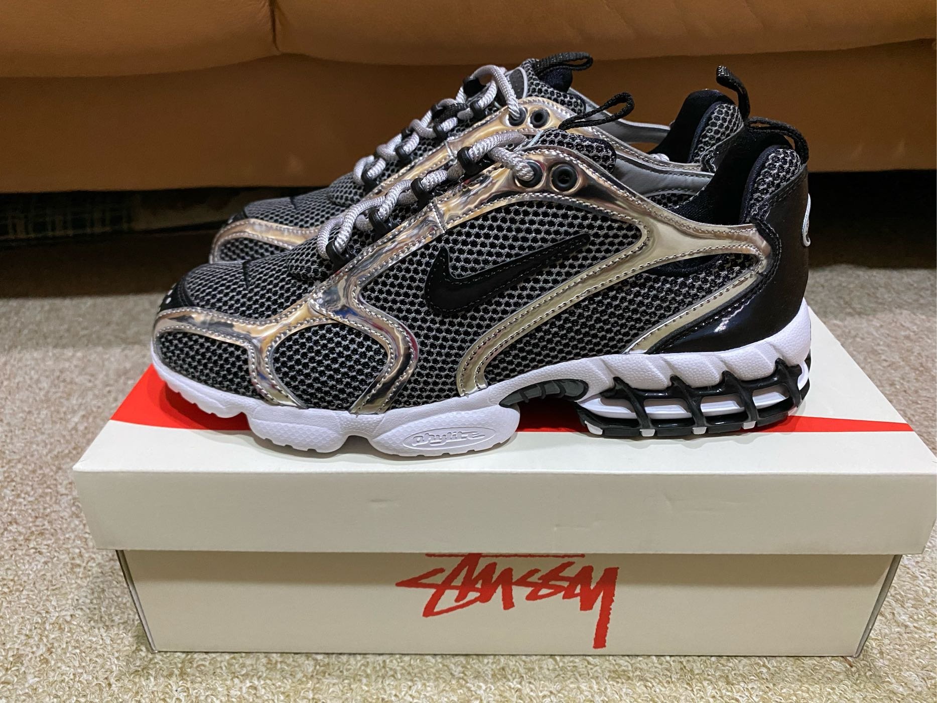 STUSSY CU1854-001 スニーカー ブラック/シルバー Nike x Stussy Air Zoom Spiridon Caged 2 'Pure Platinum