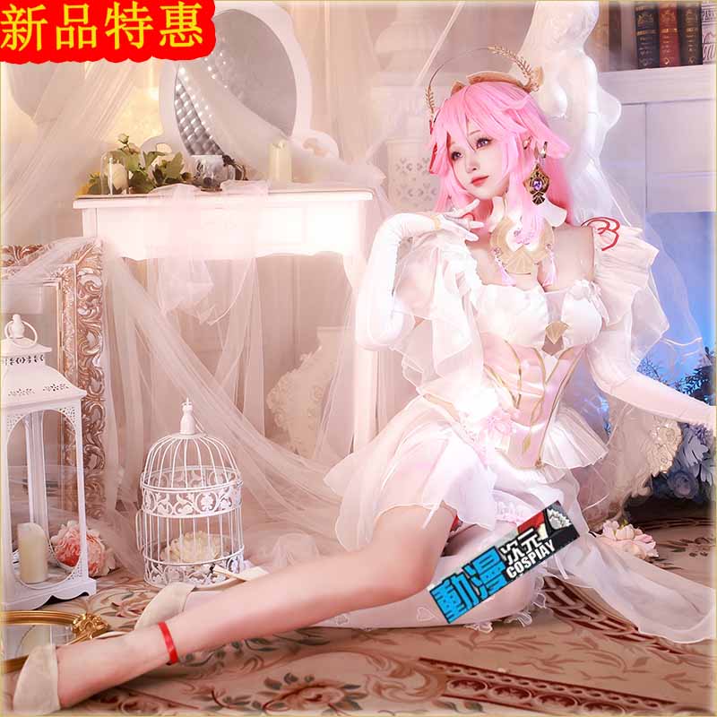 動漫次元】新款原神八重神子同人花嫁cosplay服裝女婚紗禮服cos服樣子