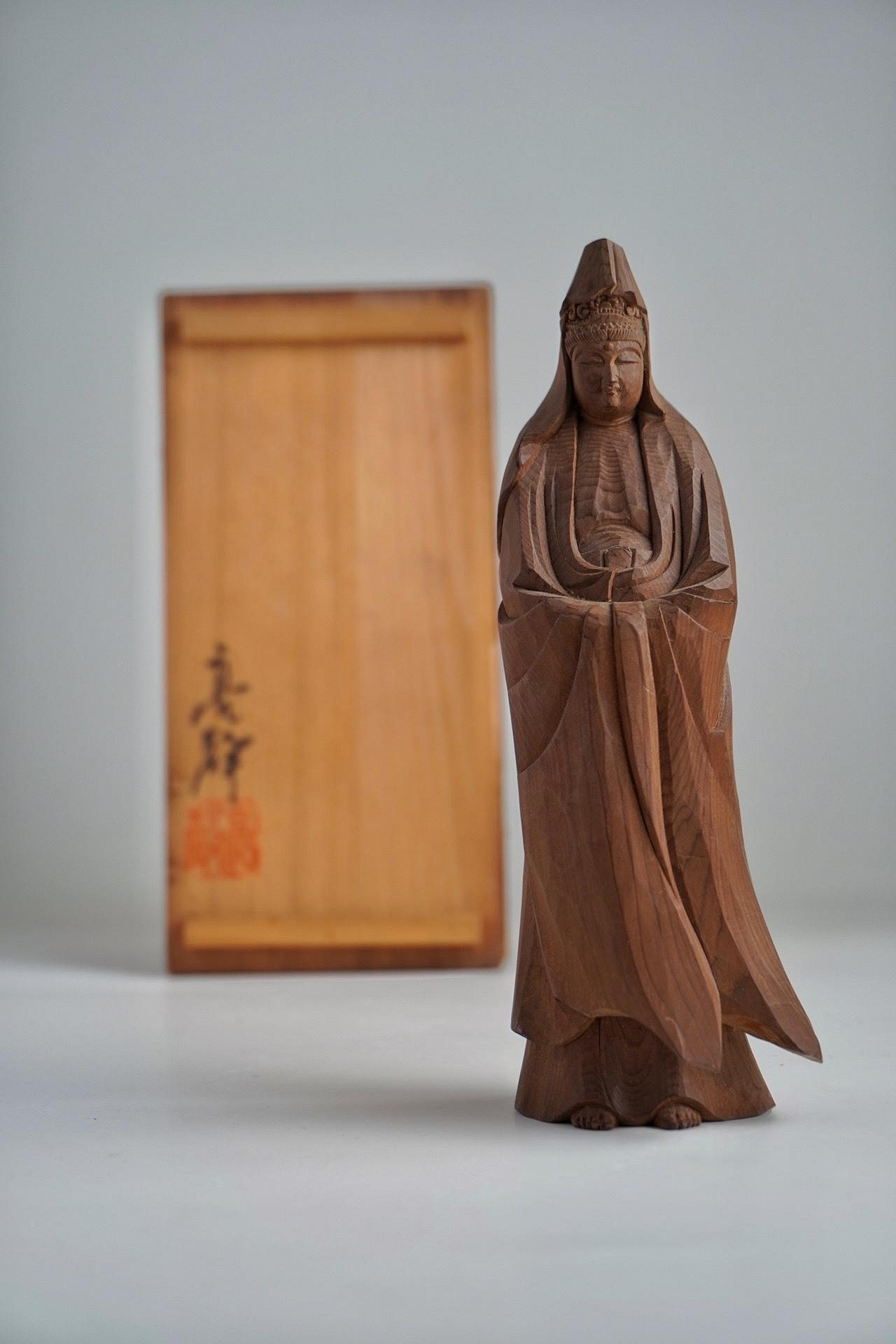 日本屋久杉木雕一刀雕佛像觀音像觀音立| Yahoo拍賣