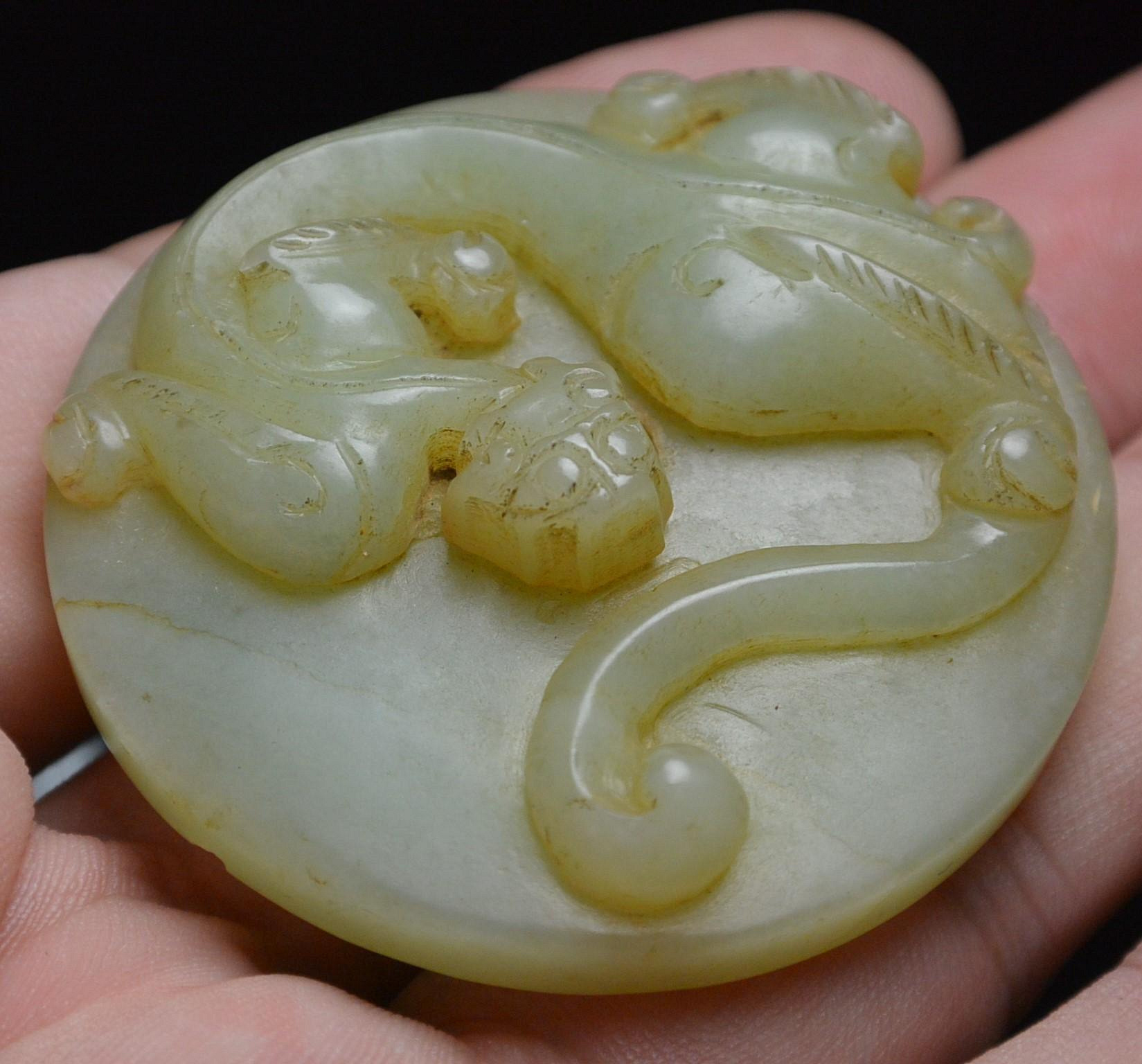 天地居] ~底價1000元~和闐浮雕螭龍玉璧玉珮玉佩0802 | Yahoo拍賣