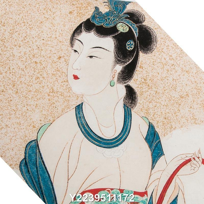 三友書畫社張大千國畫人物蟠桃獻壽圖立軸畫芯真跡復製品高清未裝裱古畫