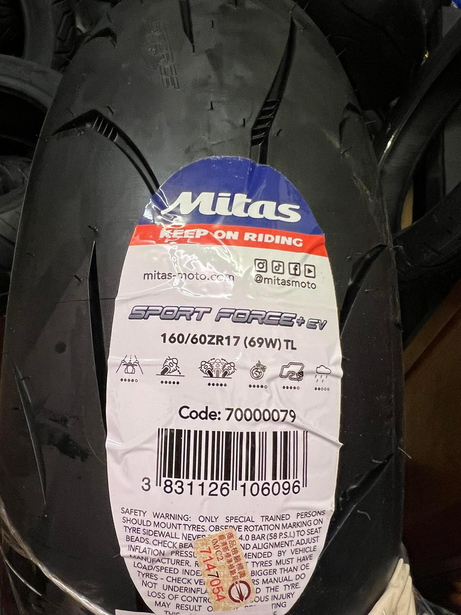 駿馬車業 MITAS 歐洲製輪胎 SPORT FORCE+EV 160/60-17 5500元 160/60ZR17 需預約