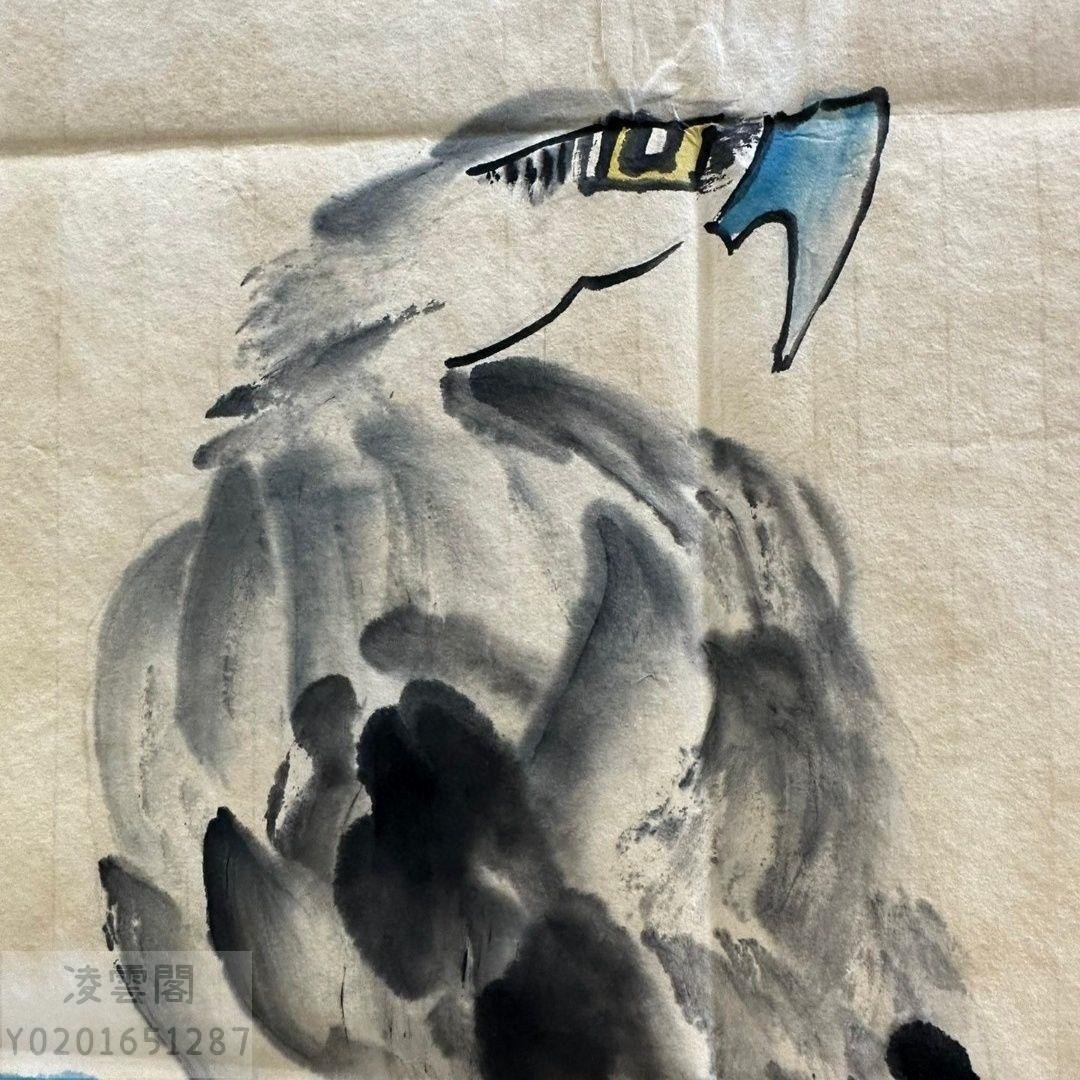 中国美術 李苦禅款 鷹図三尺画芯 肉筆手描き 宣紙画芯 証書付 文房置物 水墨 中国美術 李苦禅款 鷹図三尺画芯 肉筆手描き 宣紙画芯 証書付 文