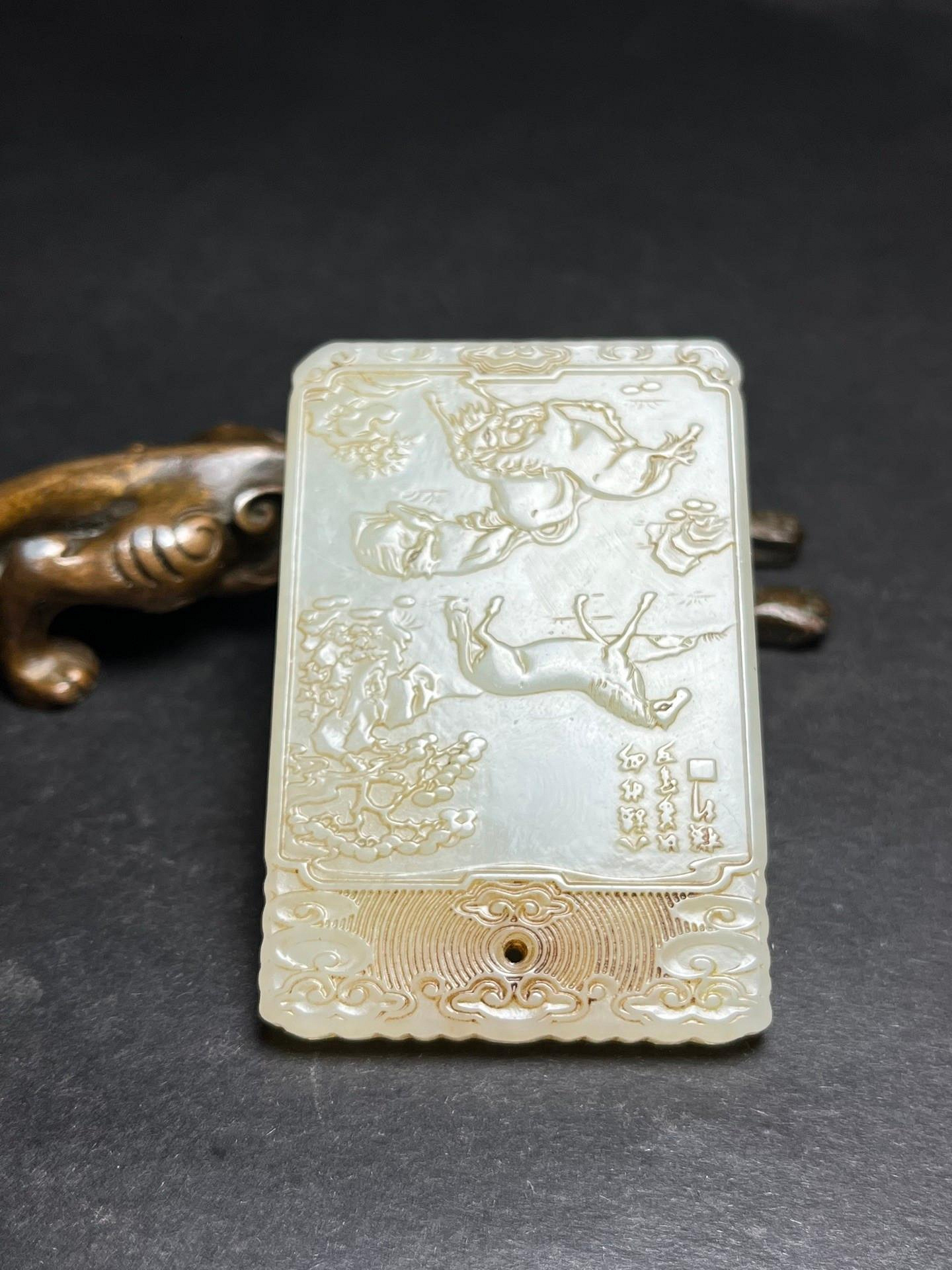 舊藏和田玉明清八駿圖玉佩尺寸42×6×63mm 重41克【玖先生】 | Yahoo拍賣